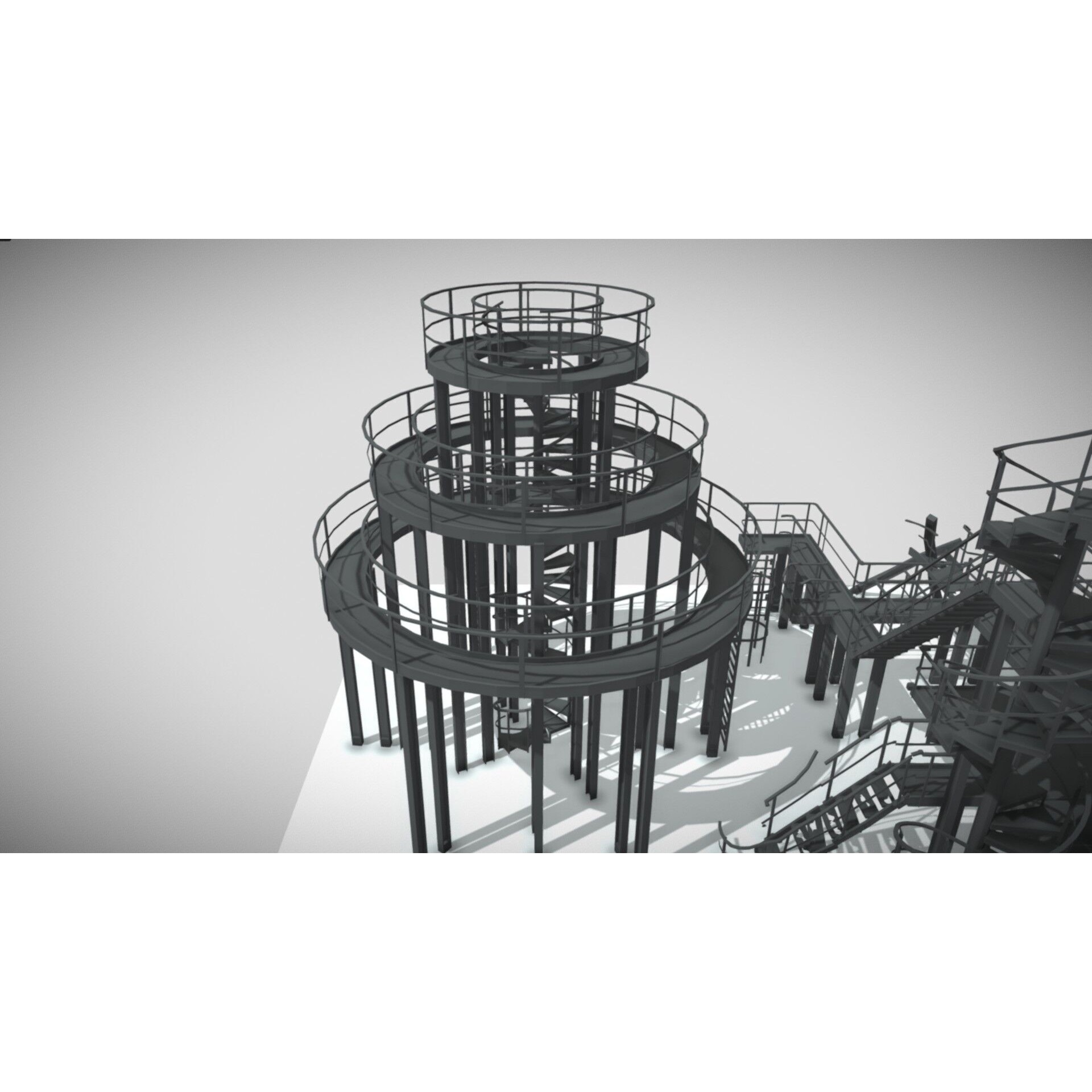 Low Stairs 3D Model – Low Poly Industrial Fixture with PBR Textures - View 5