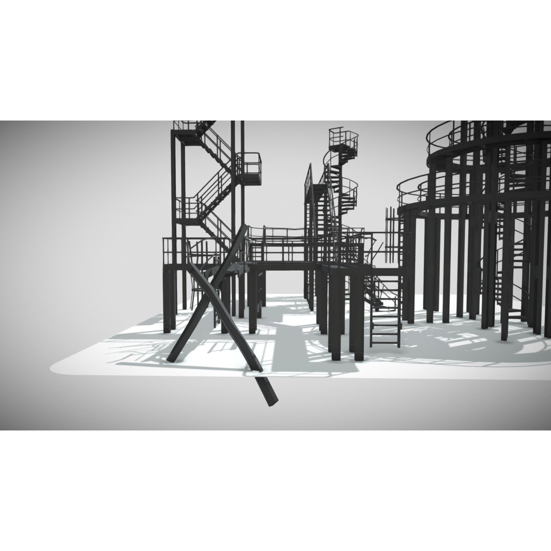 Low Stairs 3D Model – Low Poly Industrial Fixture with PBR Textures - View 6