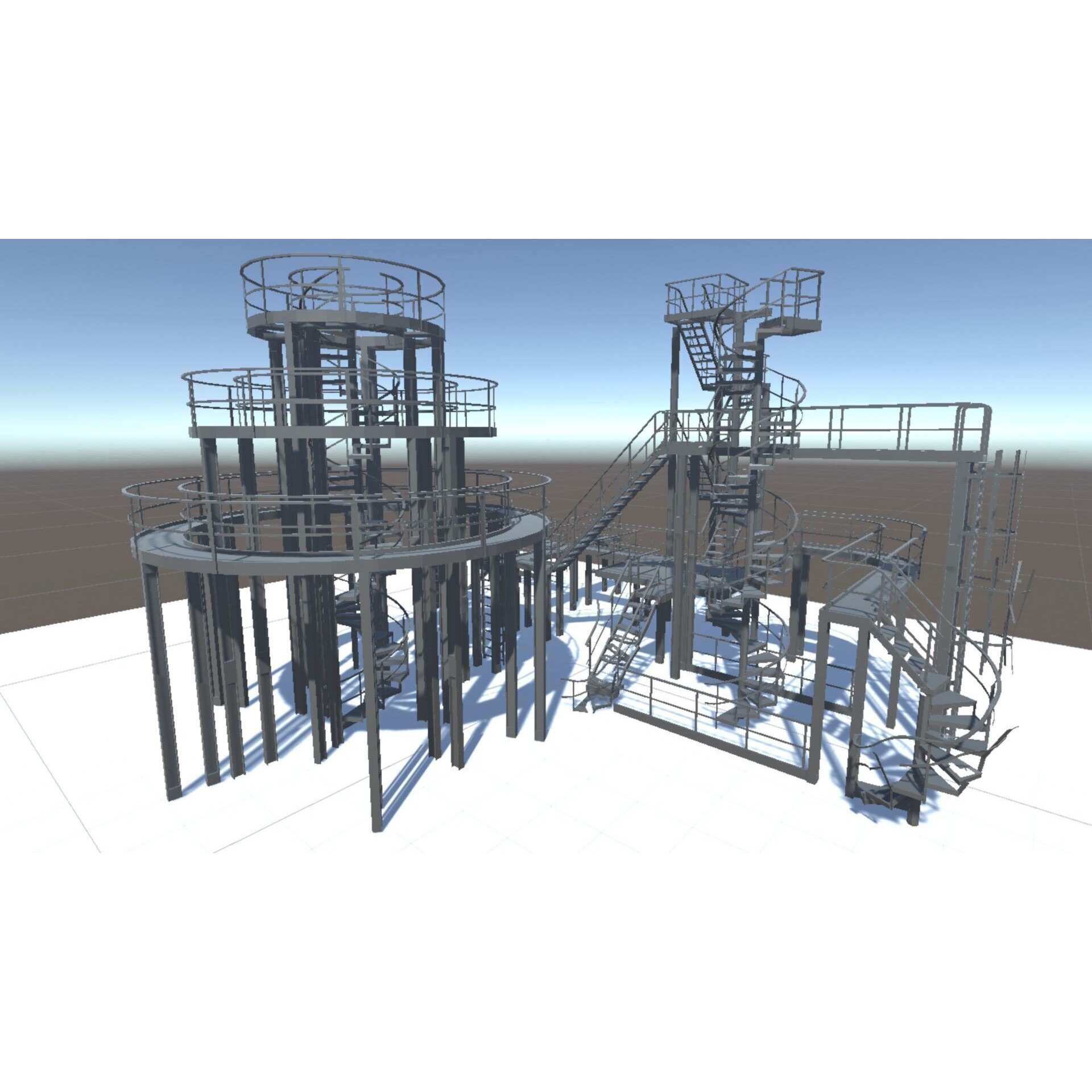 Low Stairs 3D Model – Low Poly Industrial Fixture with PBR Textures - View 8