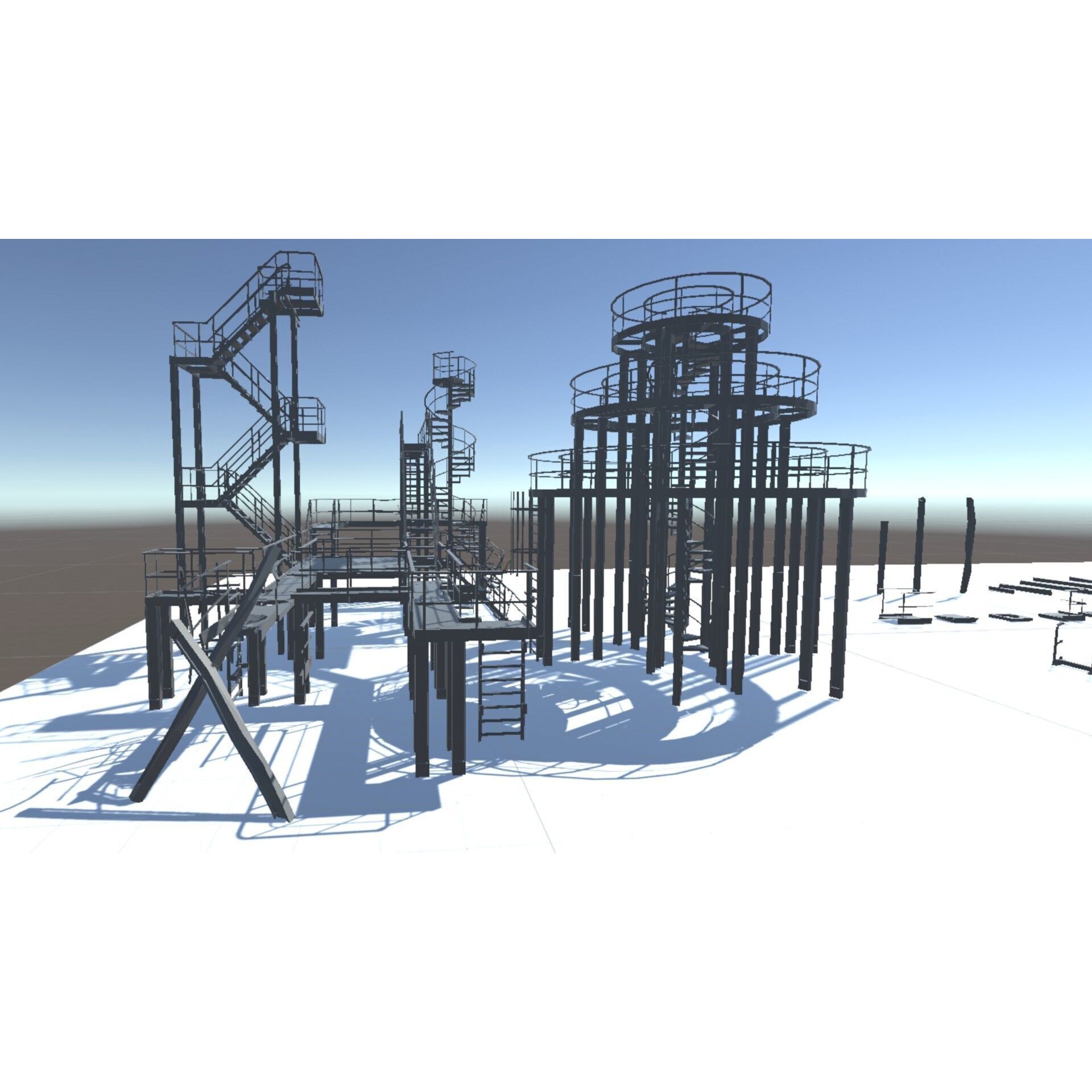 Low Stairs 3D Model – Low Poly Industrial Fixture with PBR Textures - View 9