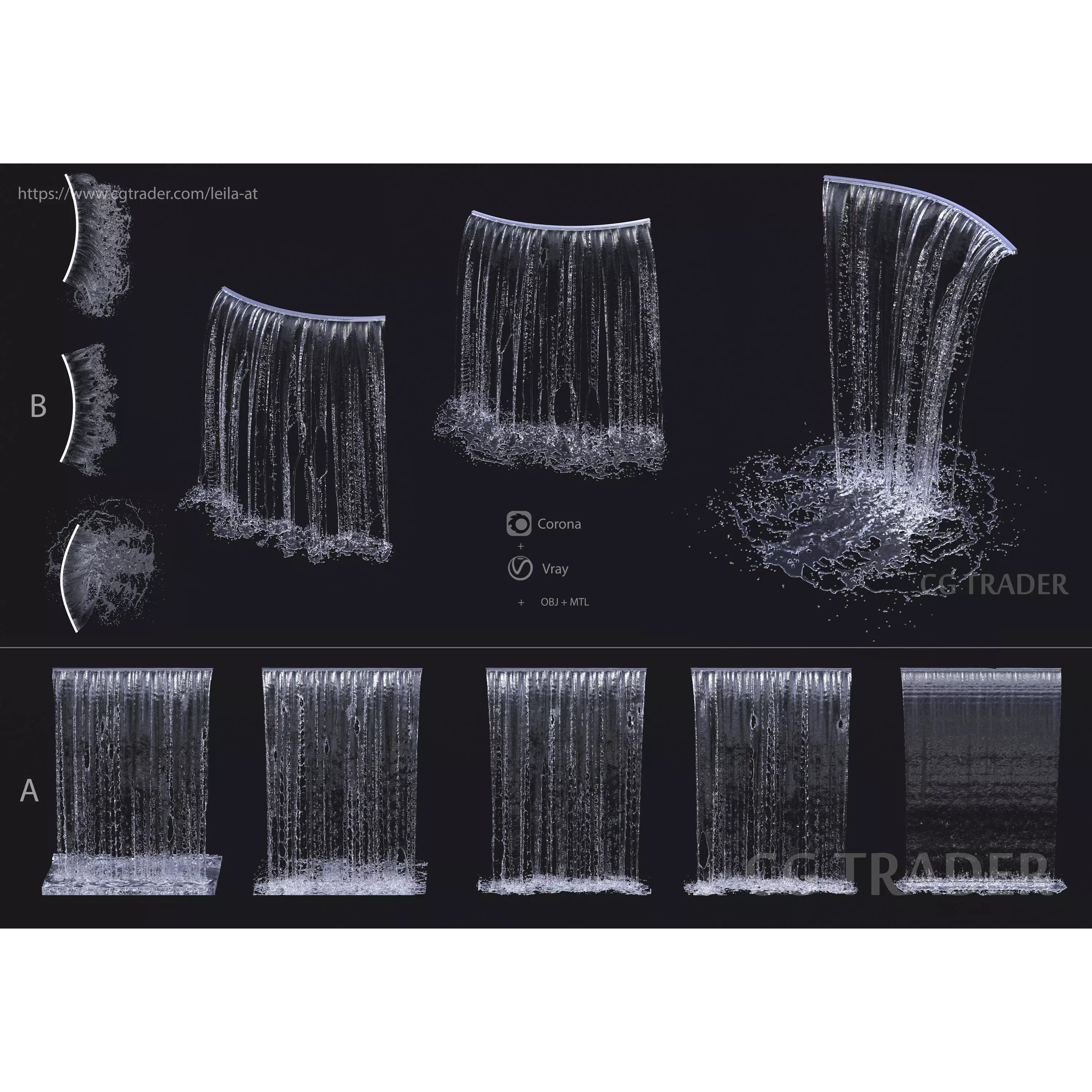 Wall Fountains 3D Model – High Poly Outdoor Water Feature, FBX, OBJ - View 2