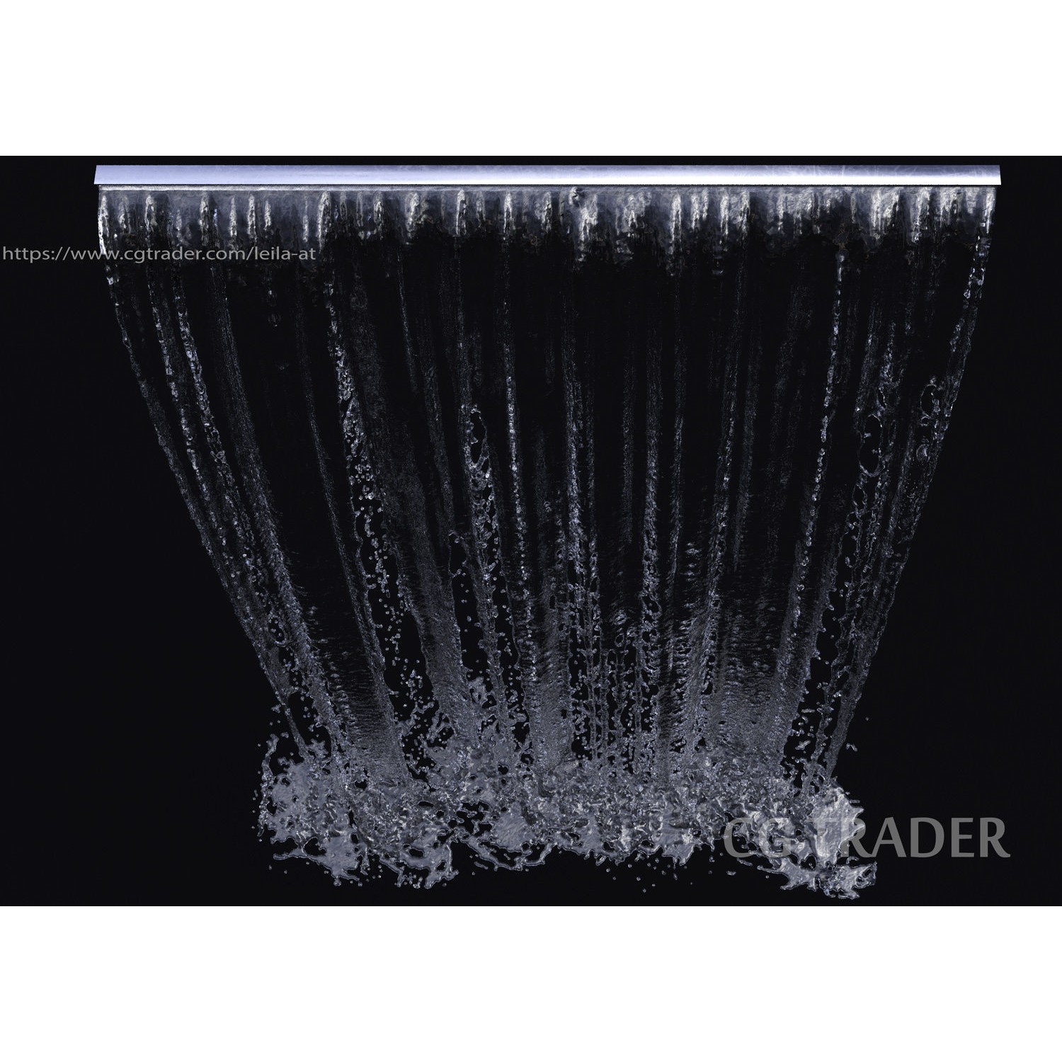 Wall Fountains 3D Model – High Poly Outdoor Water Feature, FBX, OBJ - View 3