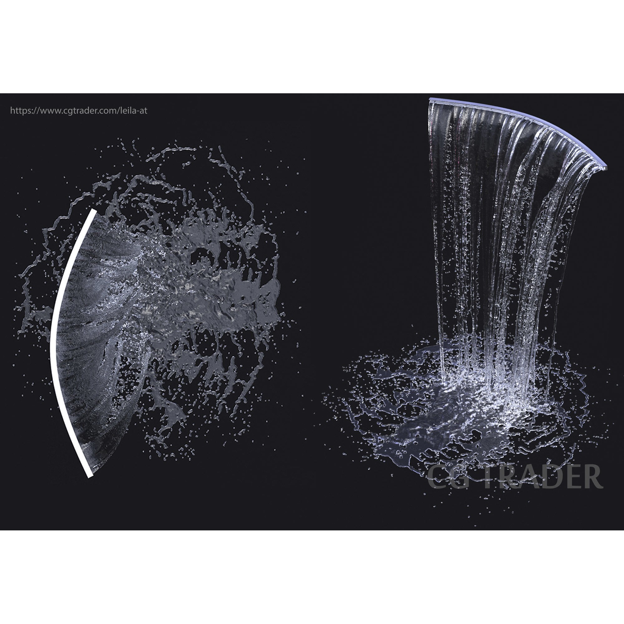 Wall Fountains 3D Model – High Poly Outdoor Water Feature, FBX, OBJ - View 5