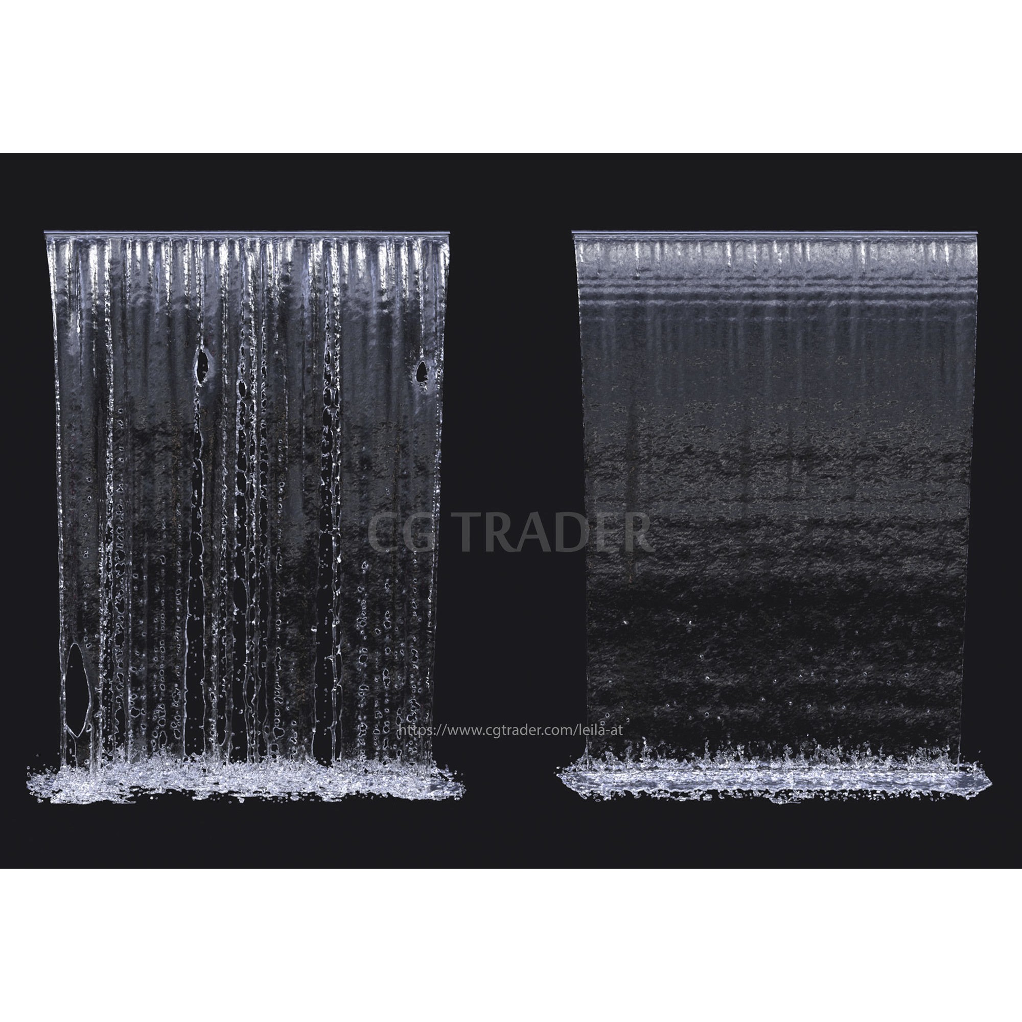 Wall Fountains 3D Model – High Poly Outdoor Water Feature, FBX, OBJ - View 6