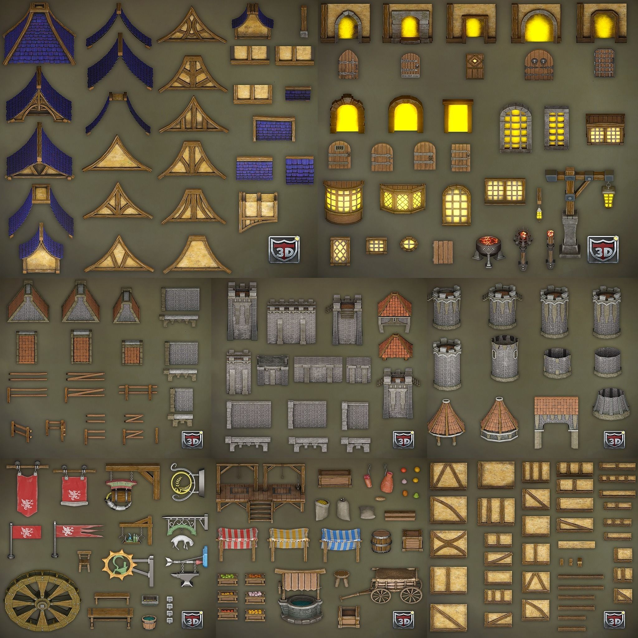 Medieval Castles & Towns 3D Model – Modular Kitbash Pack for Blender & UE5 - View 16