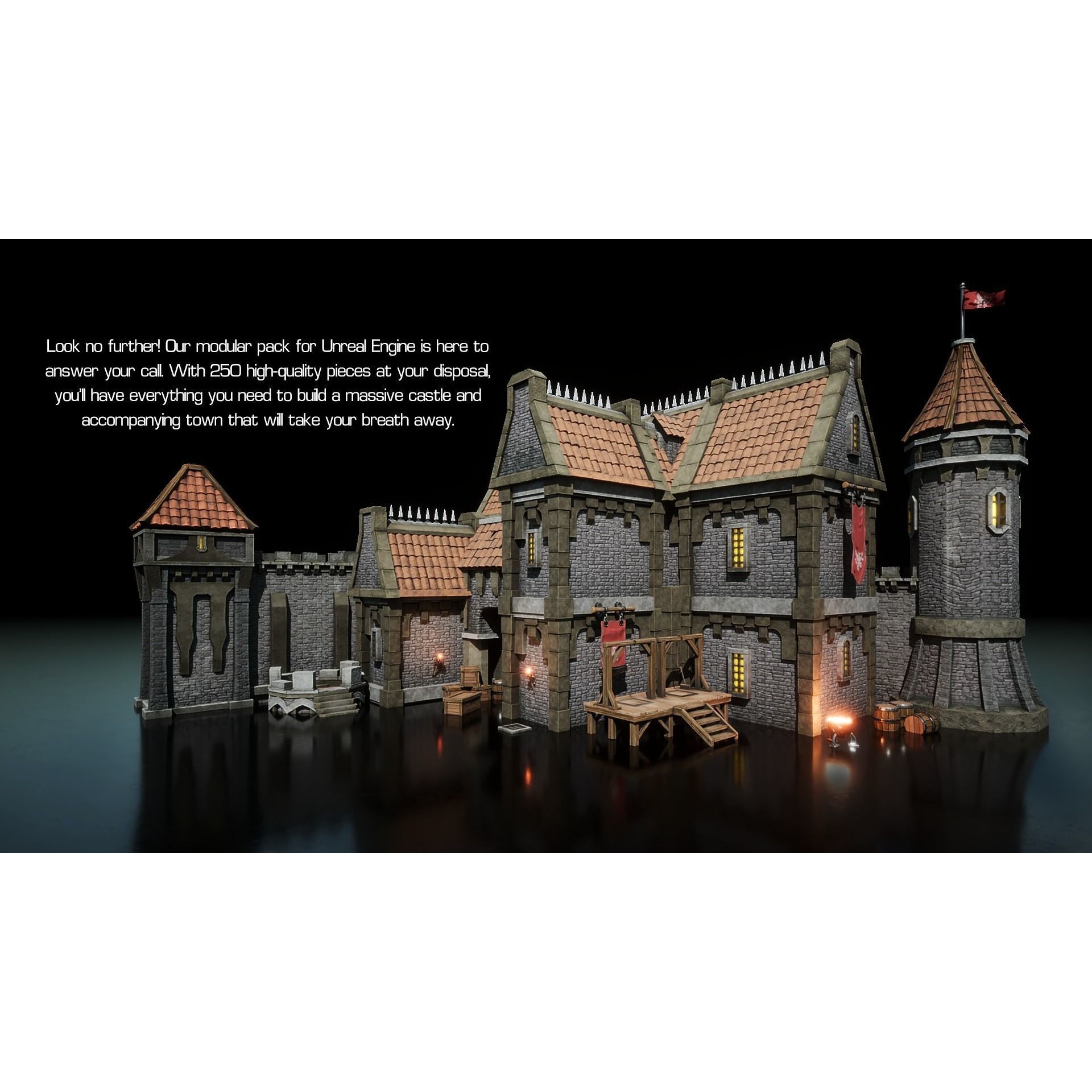 Medieval Castles & Towns 3D Model – Modular Kitbash Pack for Blender & UE5 - View 5