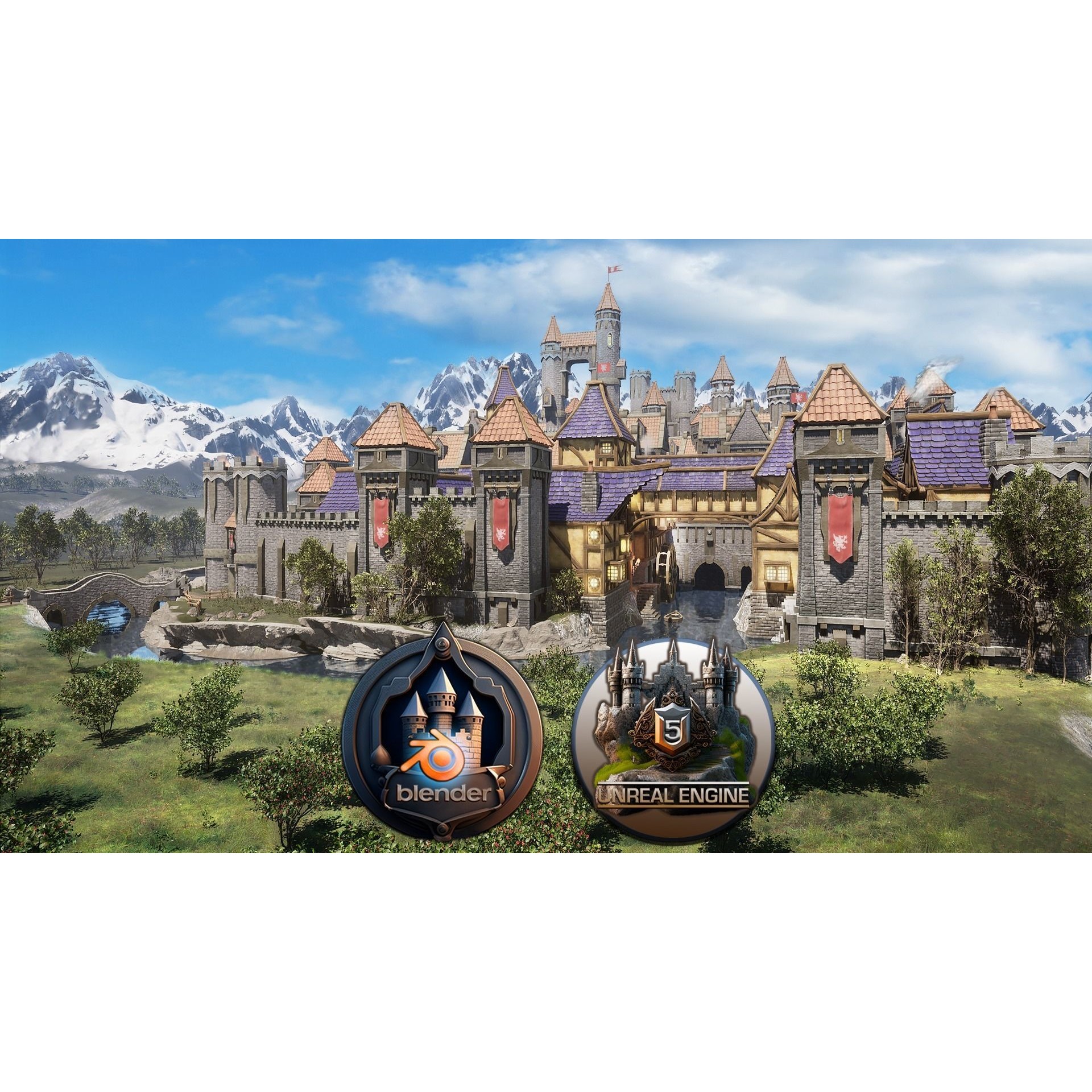 Medieval Castles & Towns 3D Model – Modular Kitbash Pack for Blender & UE5 - View 8