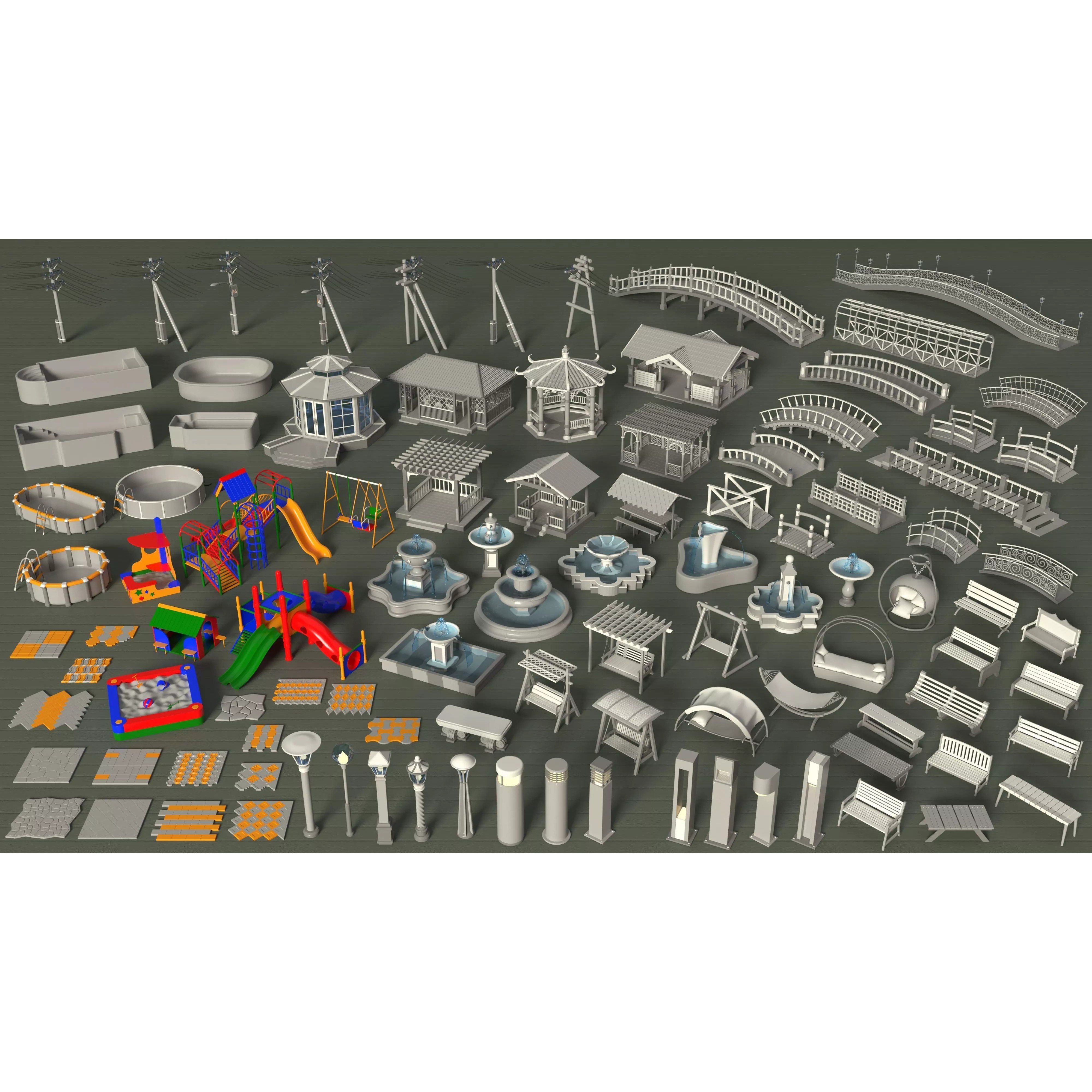 Environment Props 3D Model – Low Poly Collection of 101 Assets, FBX/OBJ - View 2