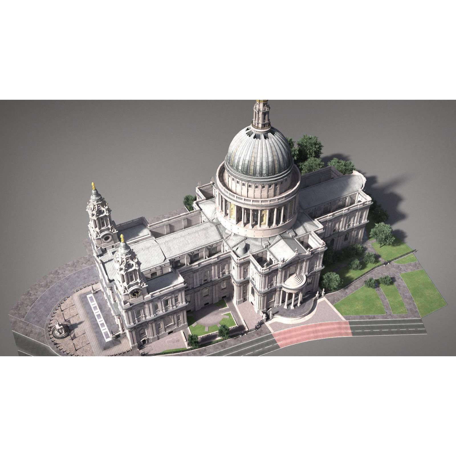 St Paul's Cathedral 3D Model – High Detail Landmark Asset, FBX, OBJ - View 10