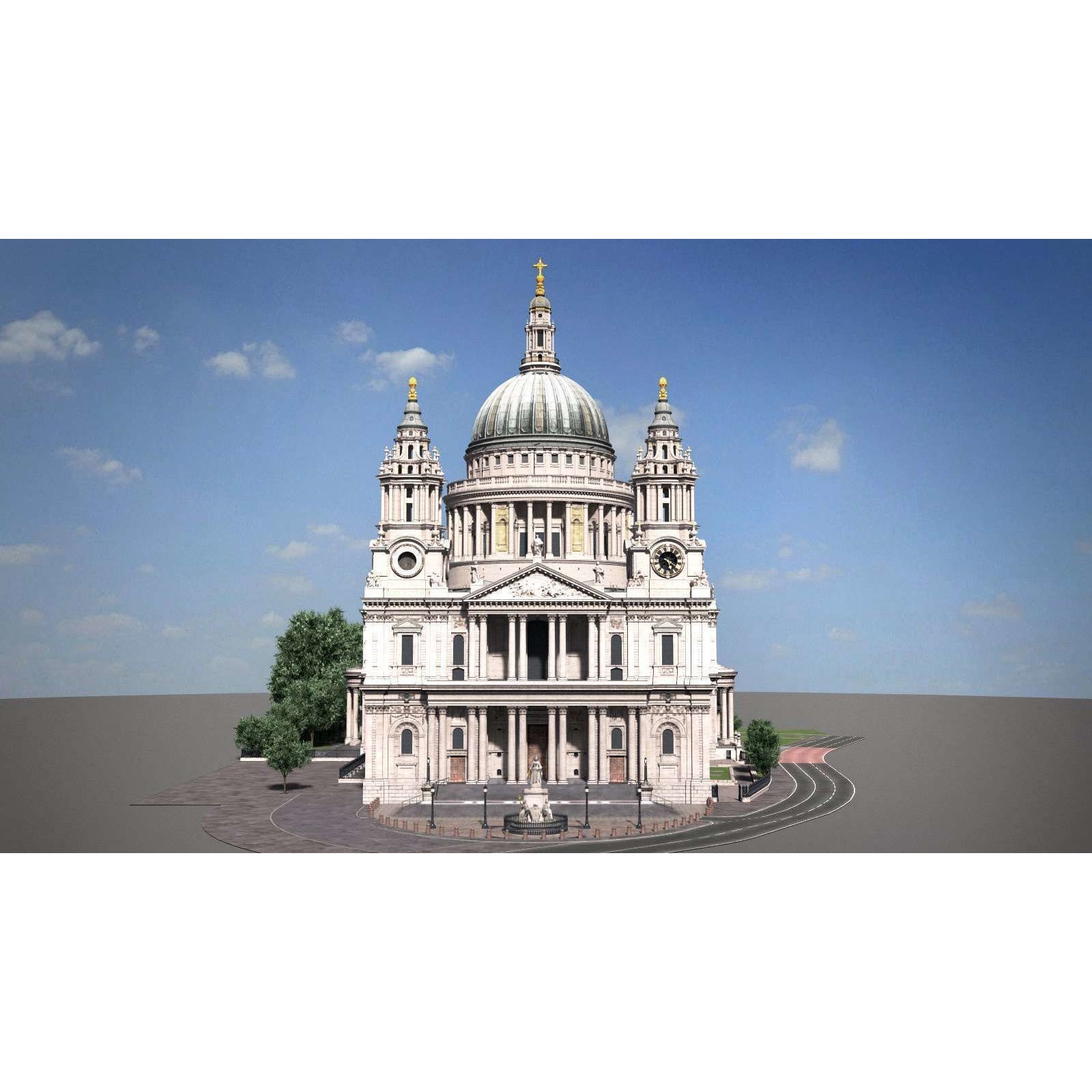 St Paul's Cathedral 3D Model – High Detail Landmark Asset, FBX, OBJ - View 3