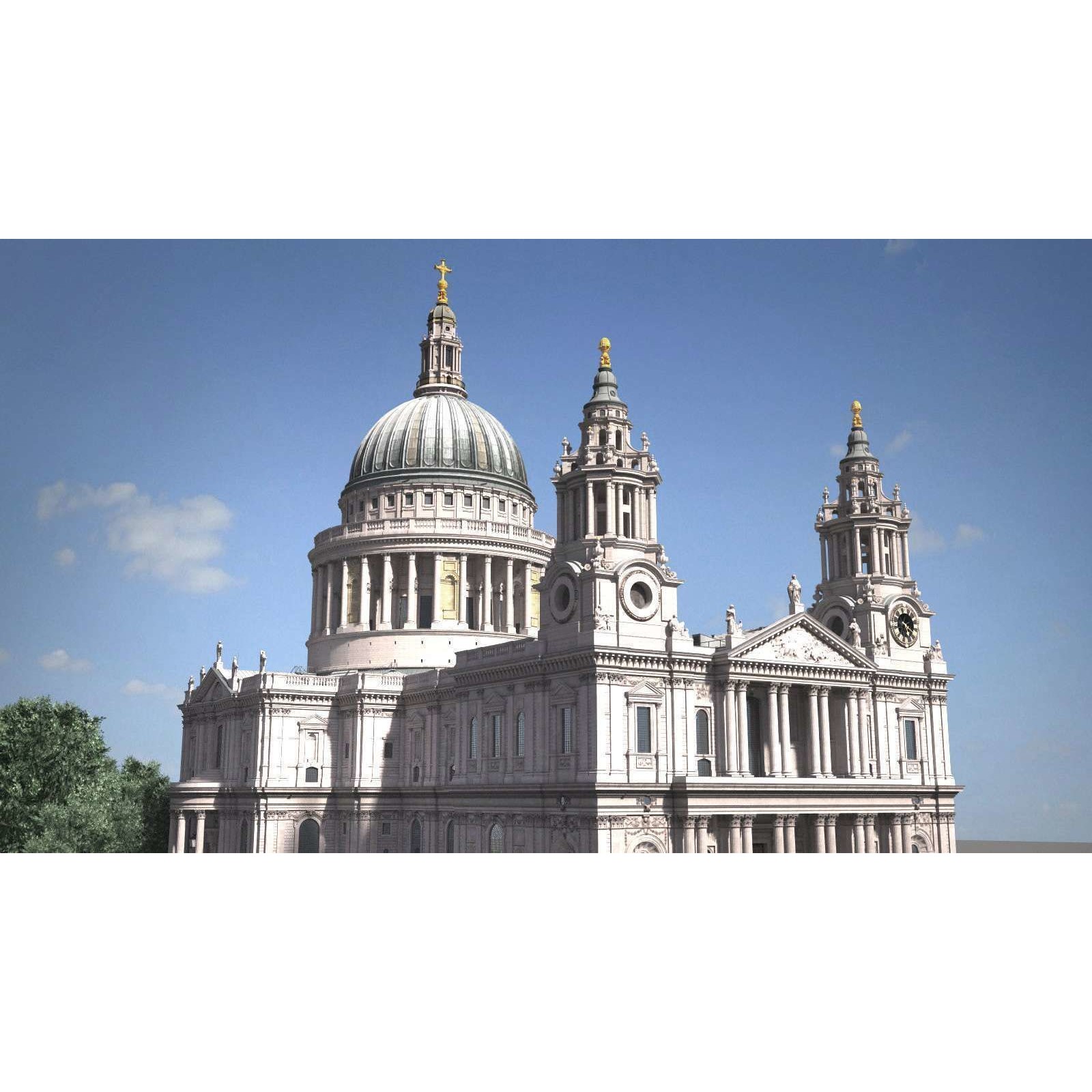 St Paul's Cathedral 3D Model – High Detail Landmark Asset, FBX, OBJ - View 4