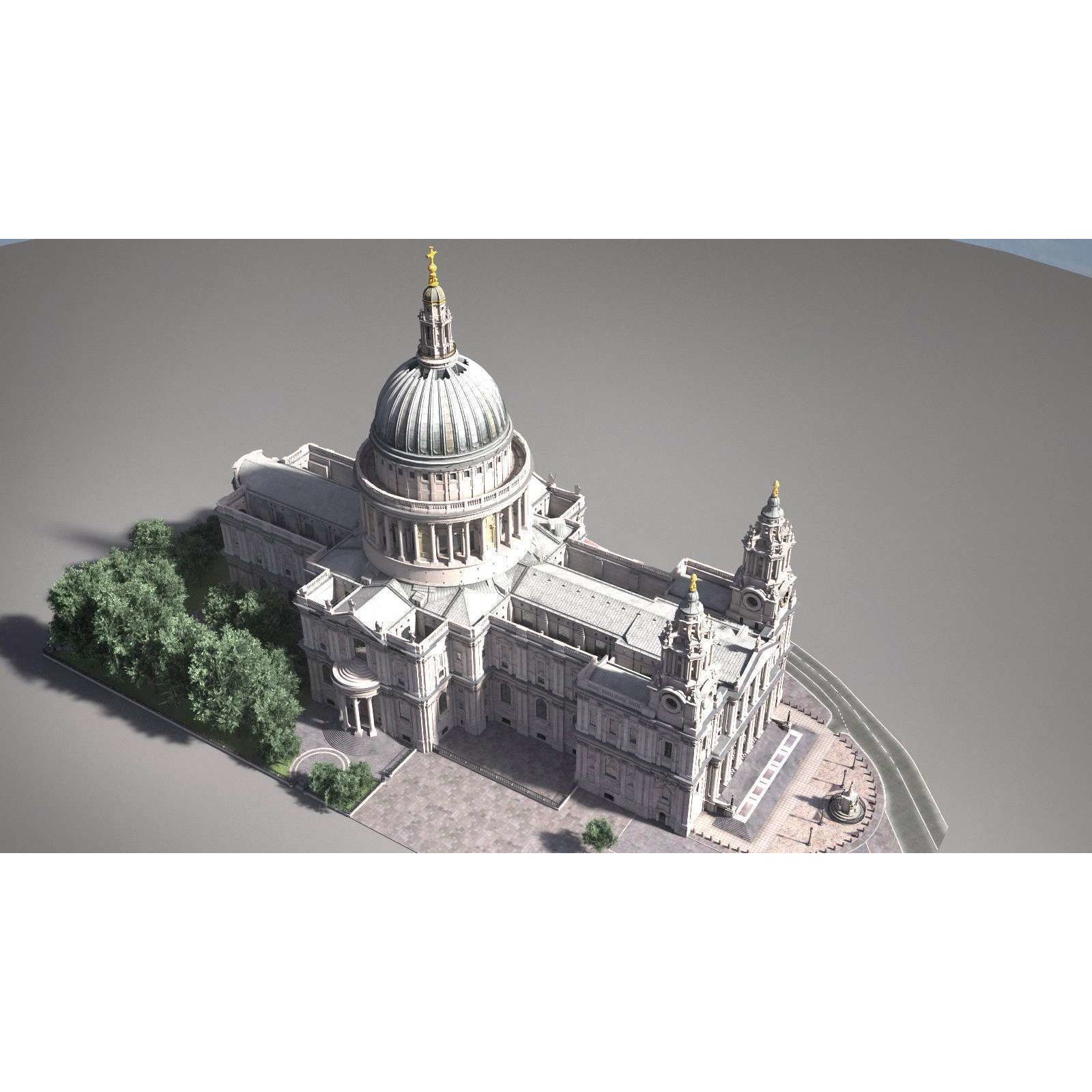 St Paul's Cathedral 3D Model – High Detail Landmark Asset, FBX, OBJ - View 5