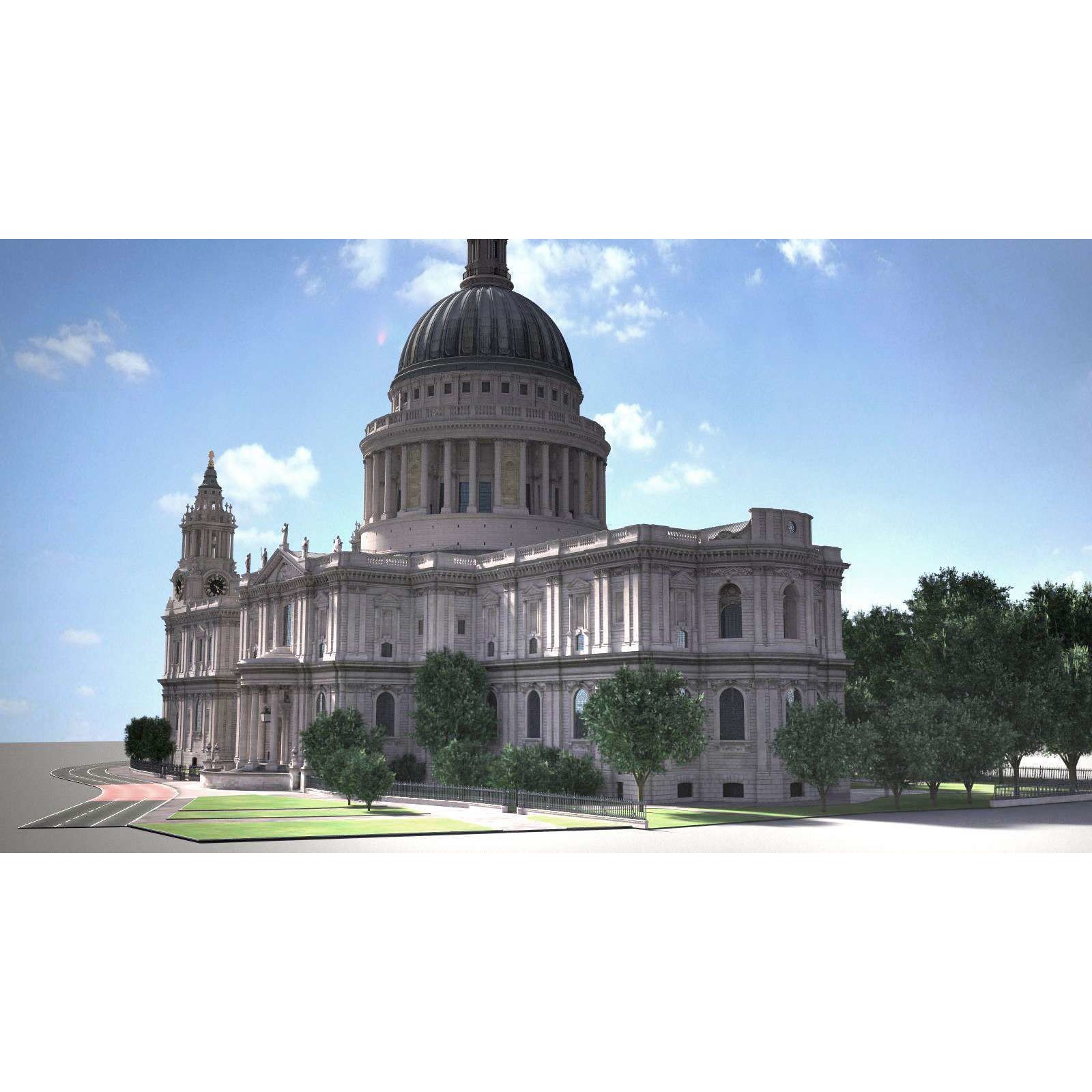 St Paul's Cathedral 3D Model – High Detail Landmark Asset, FBX, OBJ - View 7
