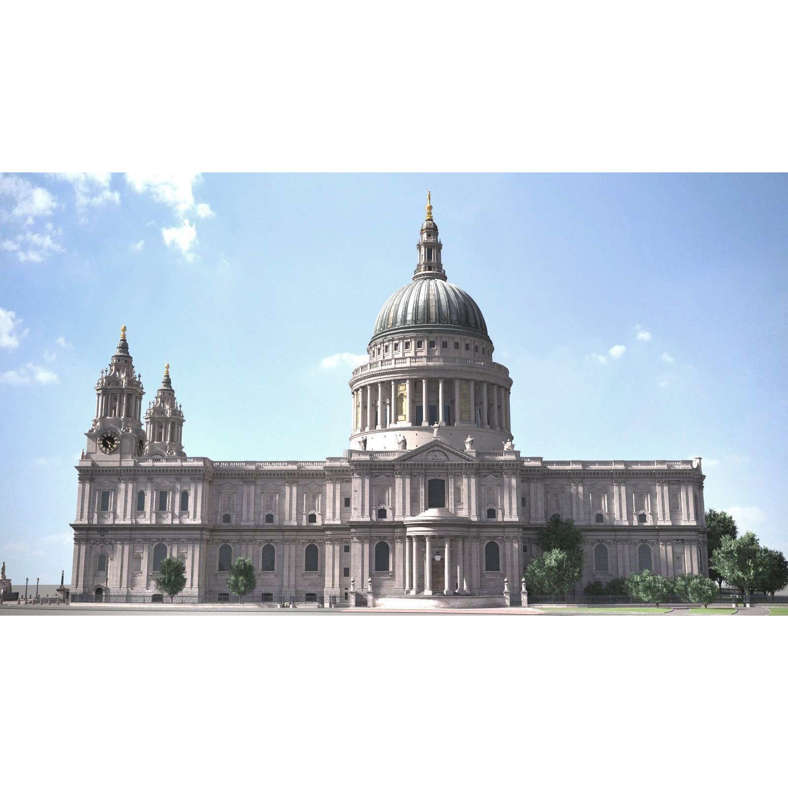 St Paul's Cathedral 3D Model – High Detail Landmark Asset, FBX, OBJ - View 9