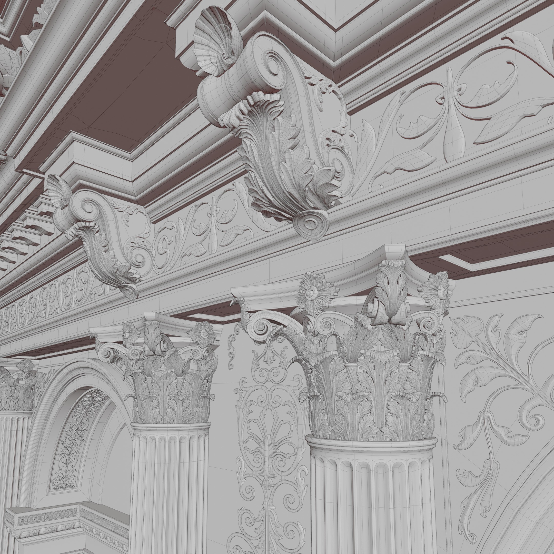 Grand Hall 3D Model – Classical Ballroom with PBR Textures, FBX