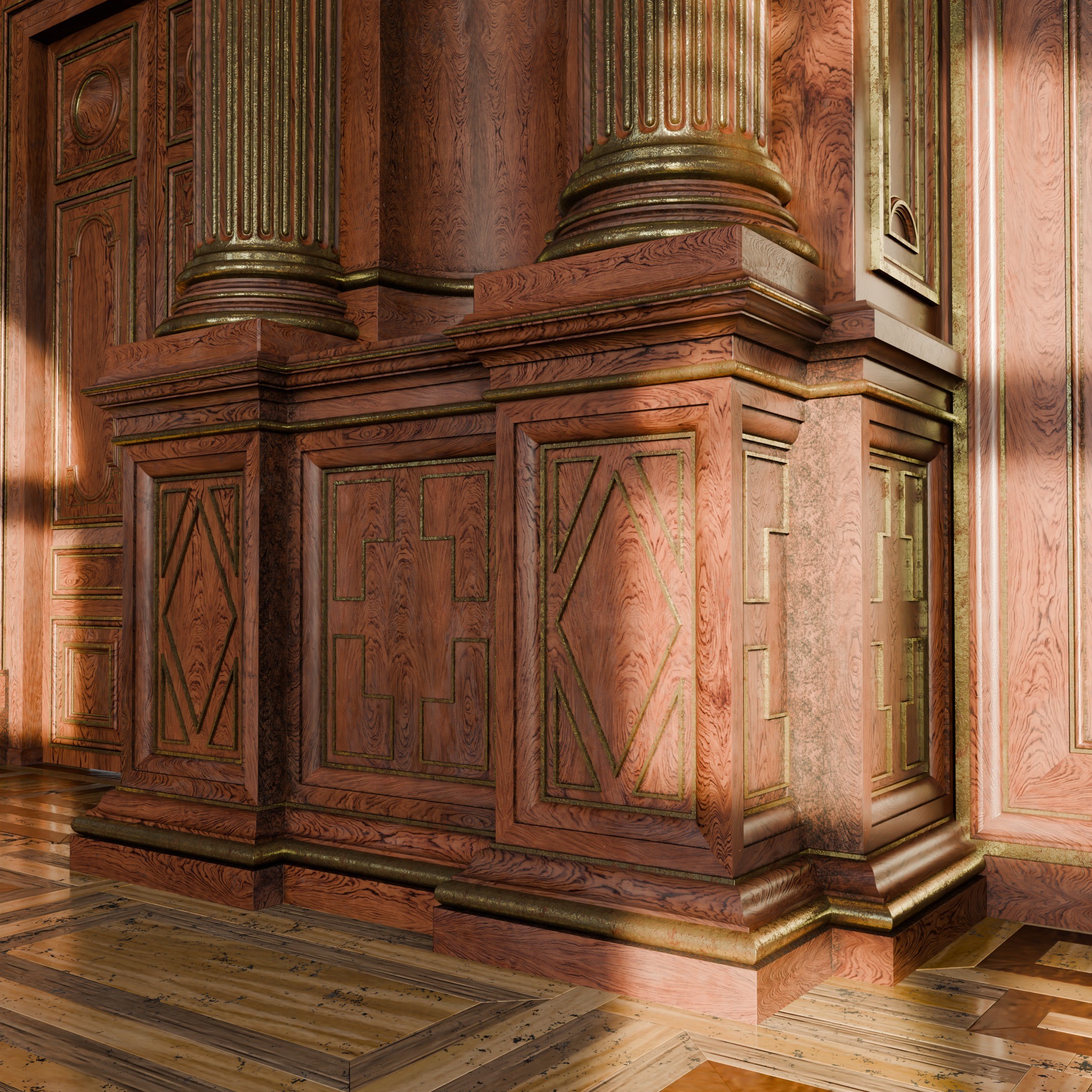 Grand Hall 3D Model – Classical Ballroom with PBR Textures, FBX - View 10