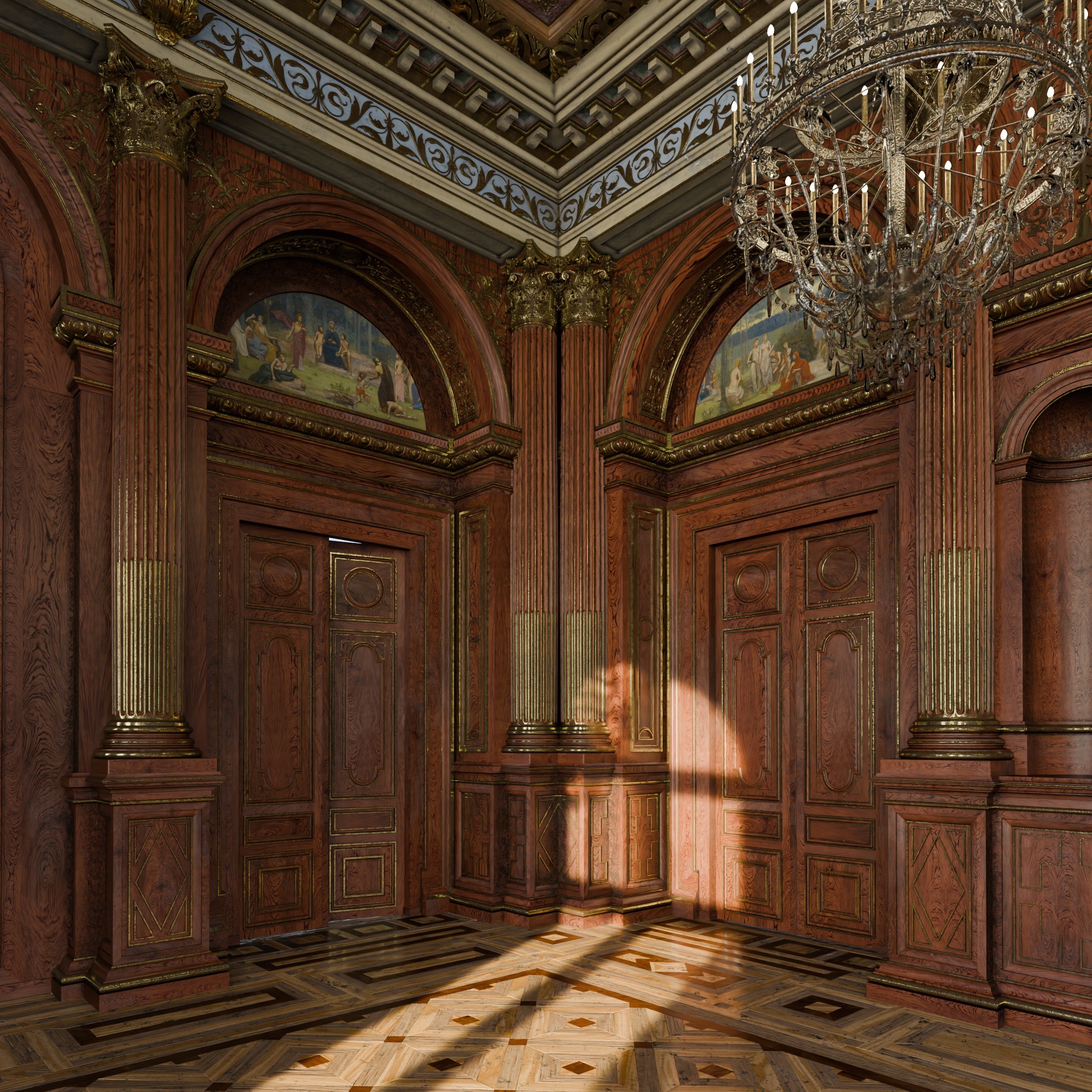 Grand Hall 3D Model – Classical Ballroom with PBR Textures, FBX - View 11
