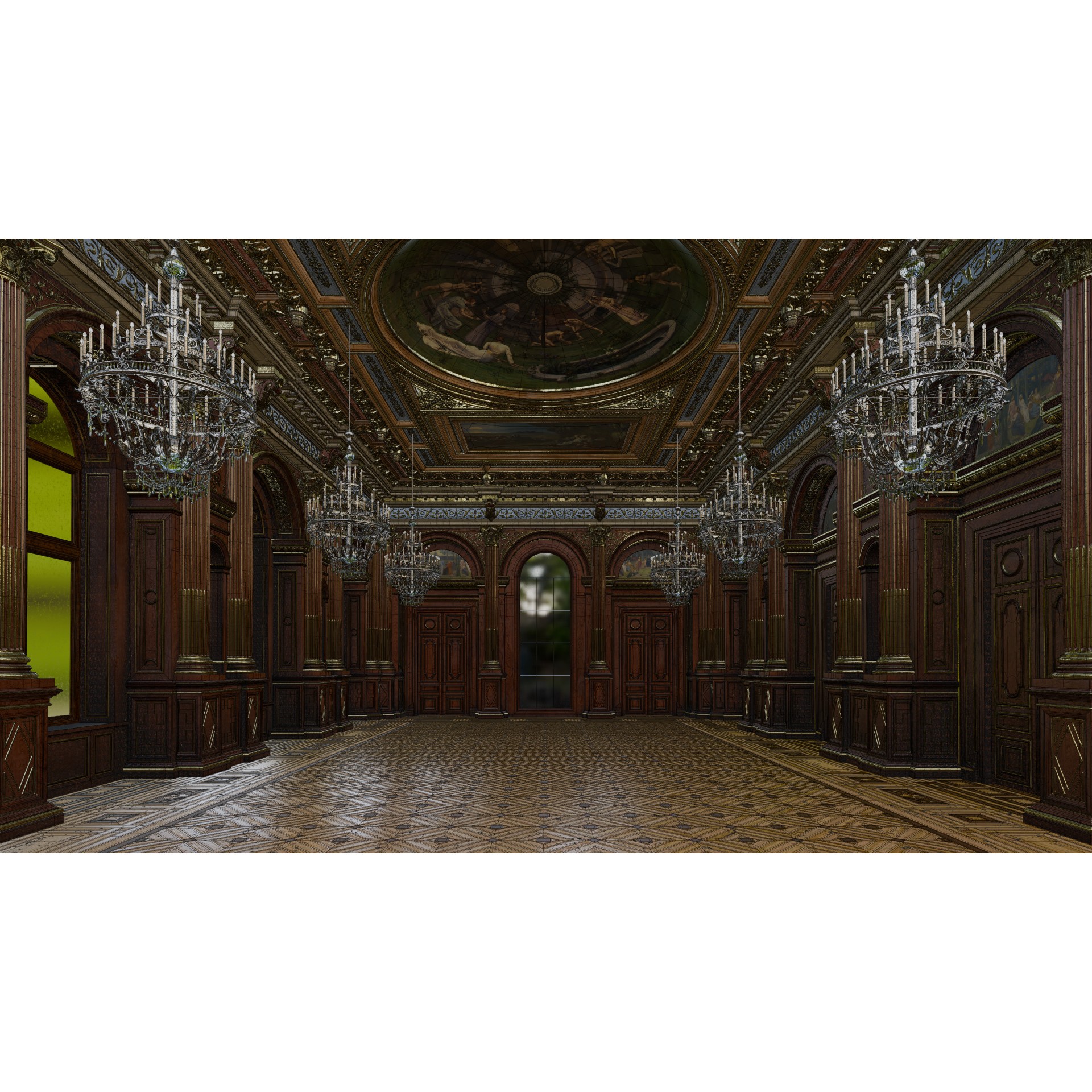 Grand Hall 3D Model – Classical Ballroom with PBR Textures, FBX - View 14
