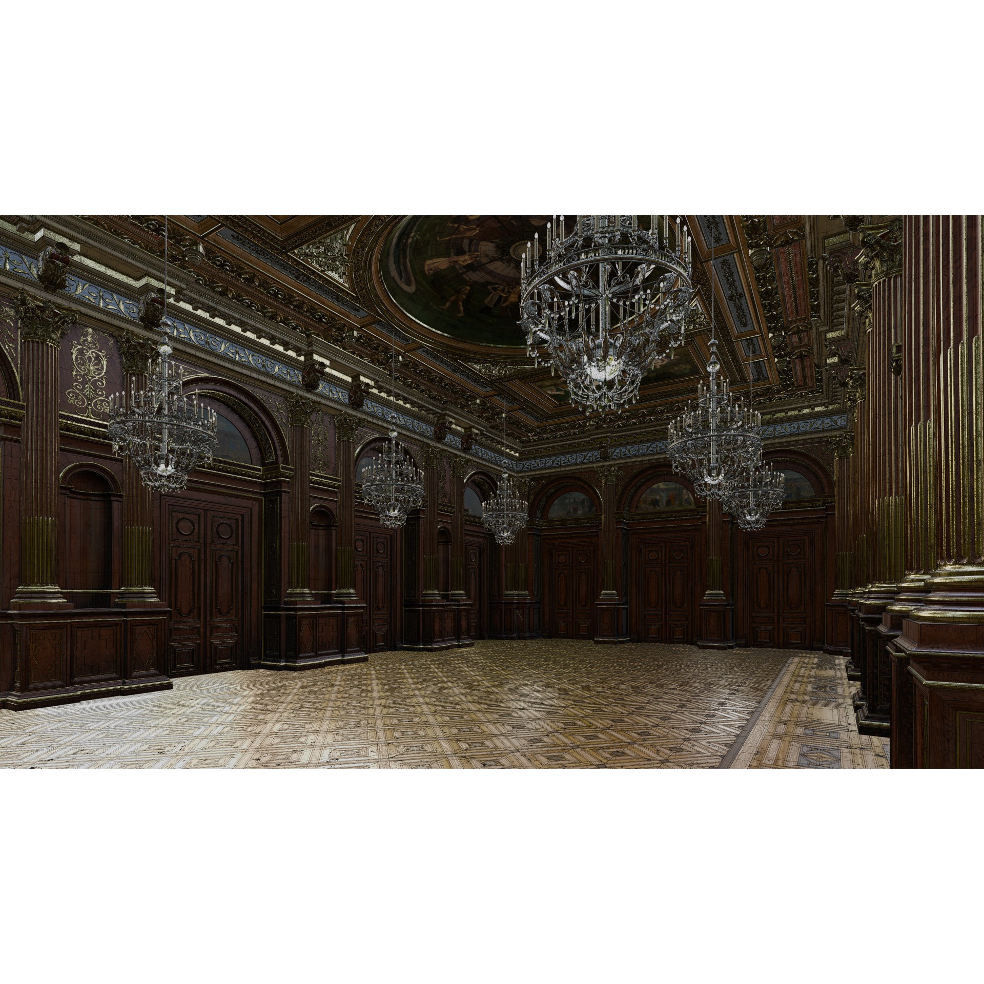 Grand Hall 3D Model – Classical Ballroom with PBR Textures, FBX - View 16