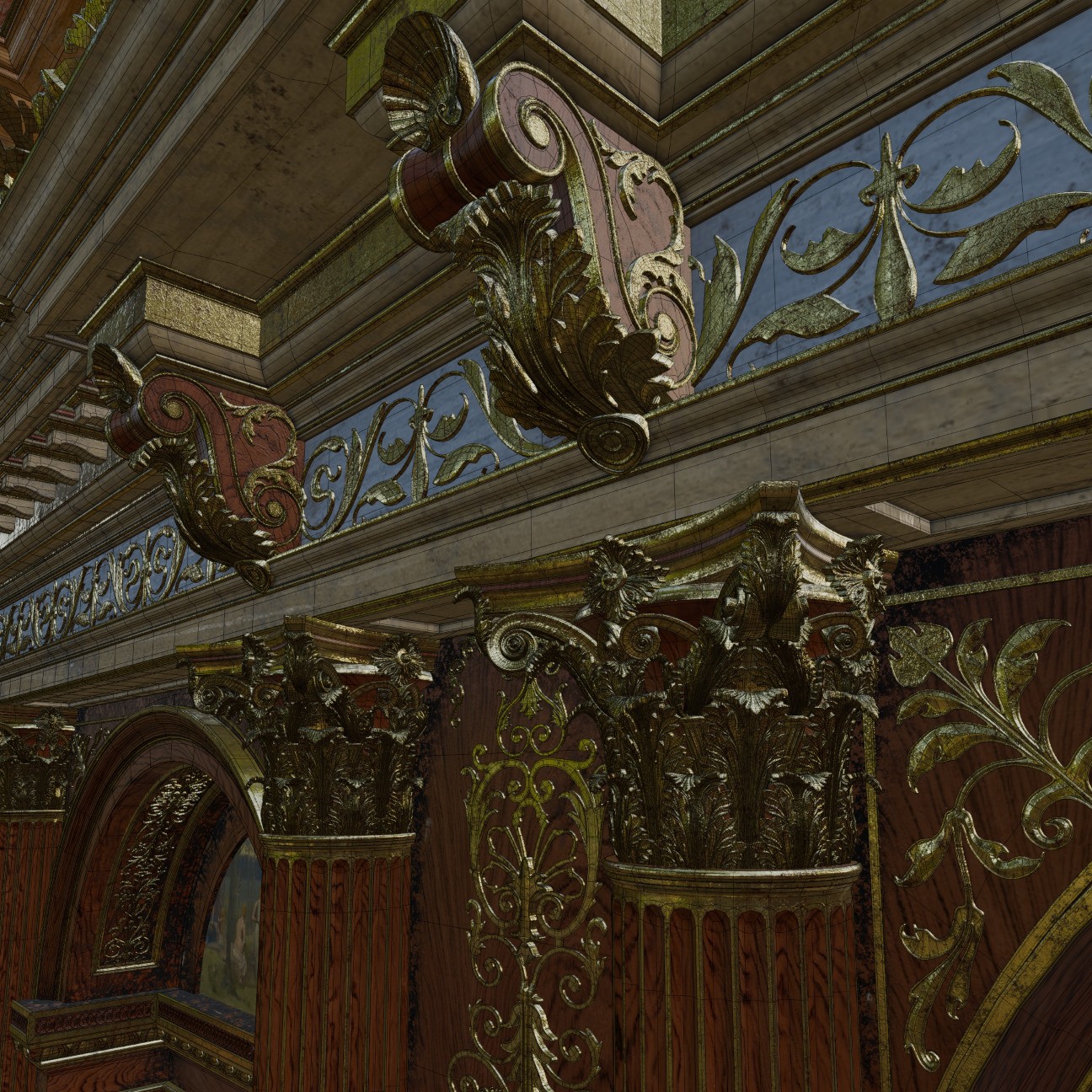 Grand Hall 3D Model – Classical Ballroom with PBR Textures, FBX - View 18