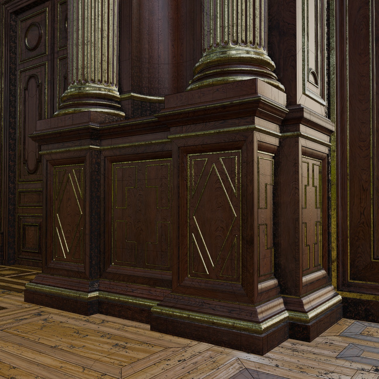 Grand Hall 3D Model – Classical Ballroom with PBR Textures, FBX - View 20