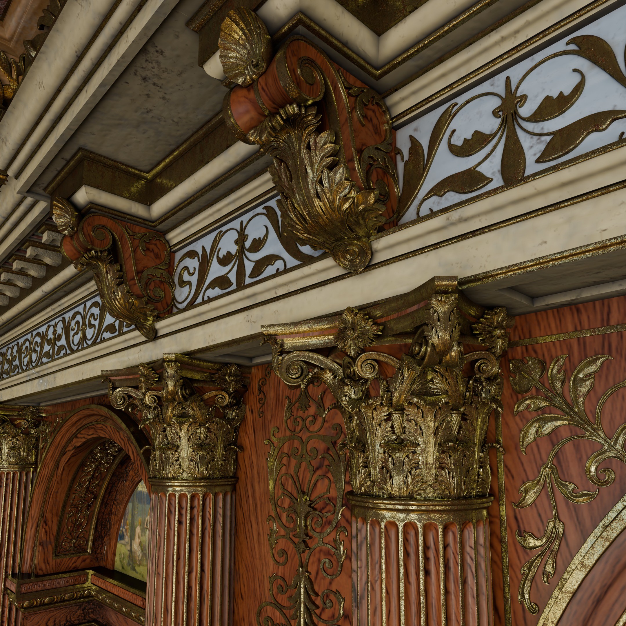Grand Hall 3D Model – Classical Ballroom with PBR Textures, FBX - View 8