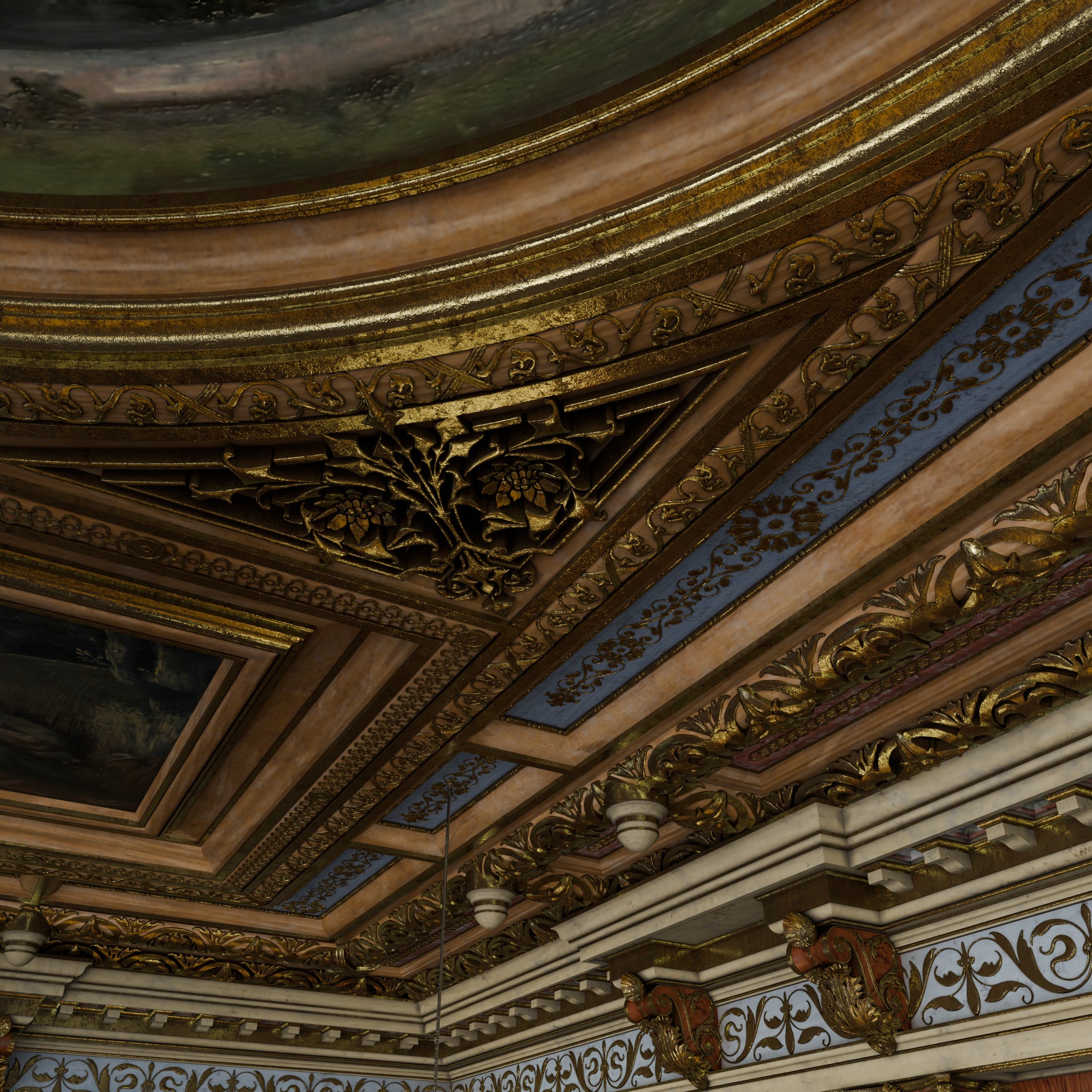 Grand Hall 3D Model – Classical Ballroom with PBR Textures, FBX - View 9