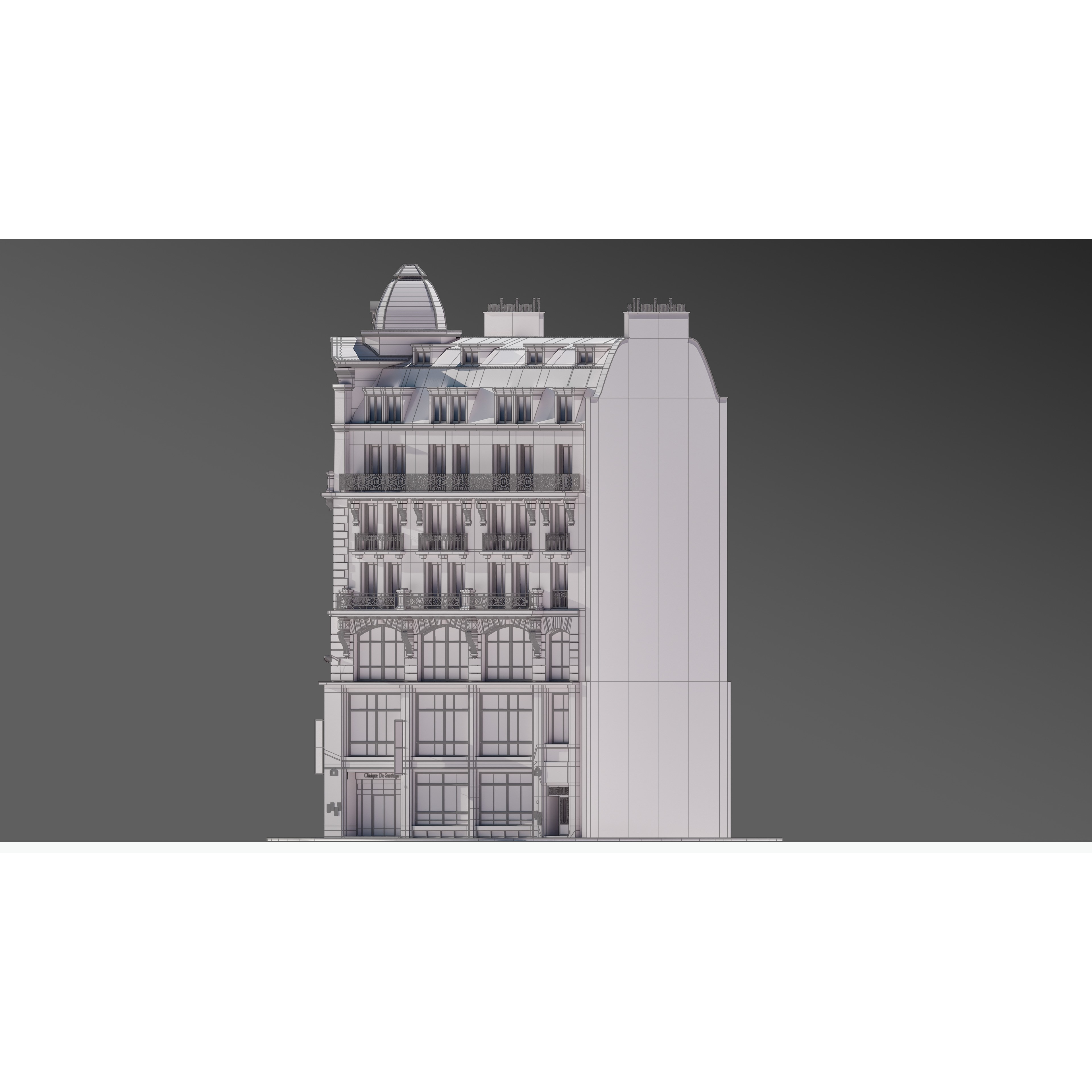 Parisian Street Corner Building 3D Model – Architectural PBR Asset, Blender