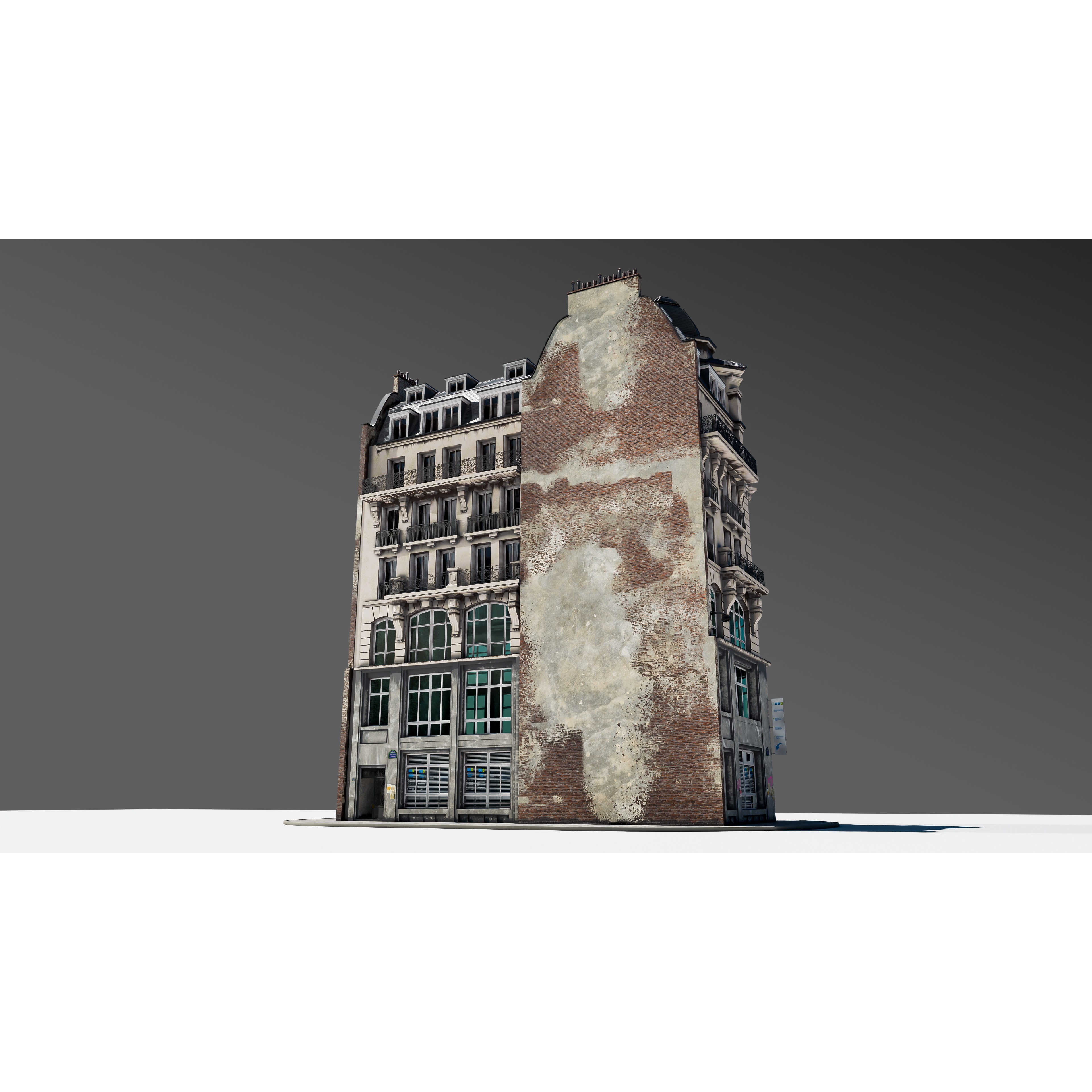 Parisian Street Corner Building 3D Model – Architectural PBR Asset, Blender - View 10