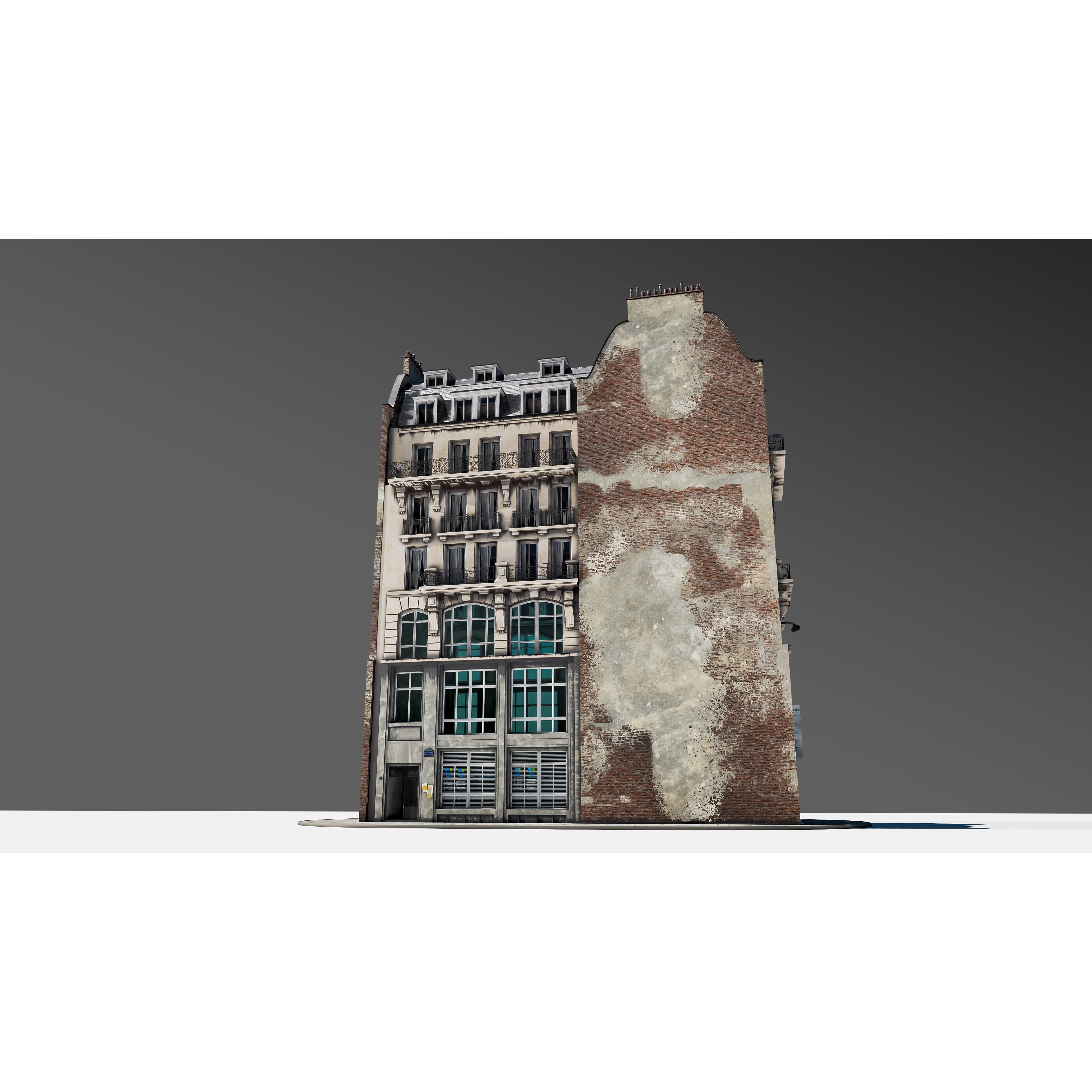 Parisian Street Corner Building 3D Model – Architectural PBR Asset, Blender - View 11
