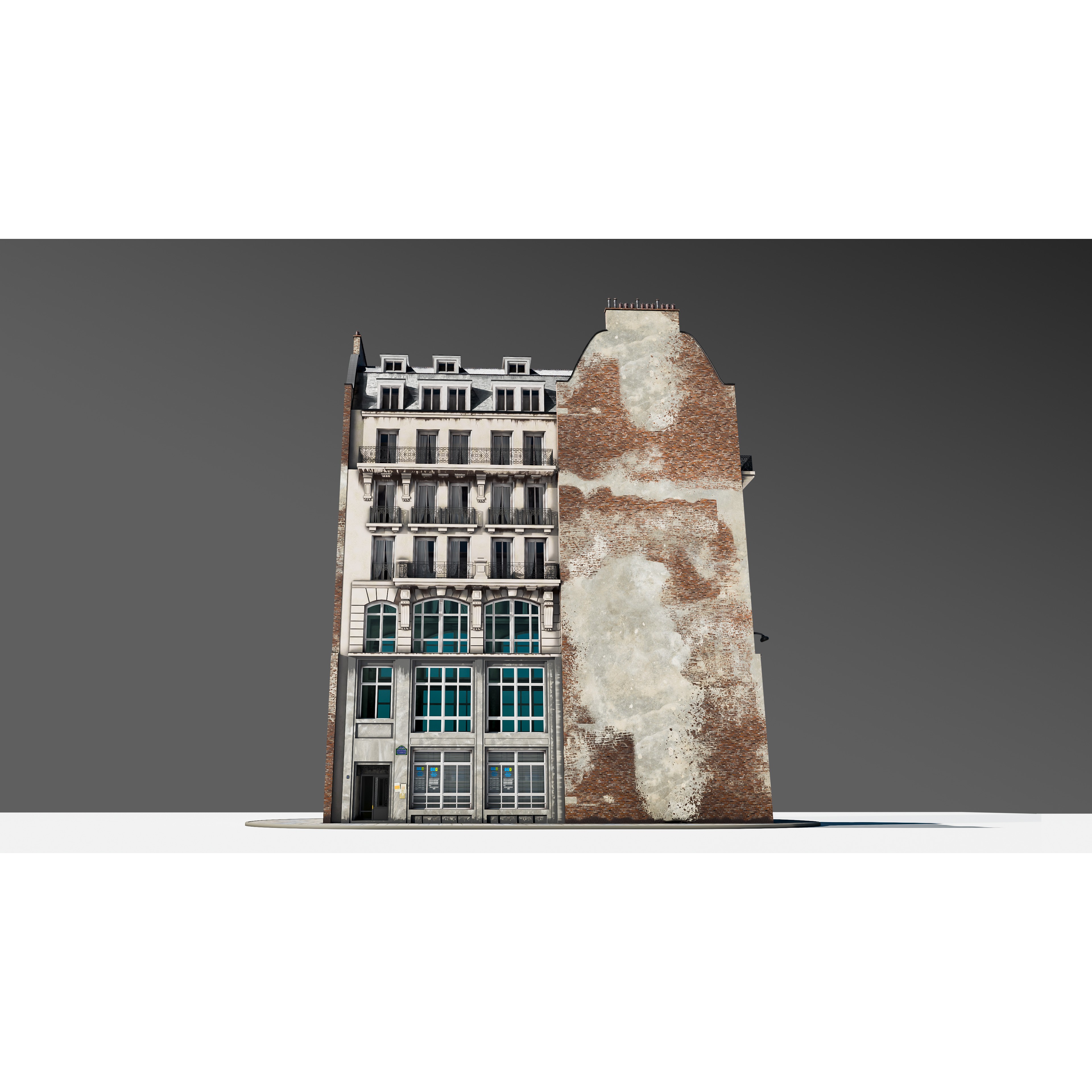 Parisian Street Corner Building 3D Model – Architectural PBR Asset, Blender - View 12
