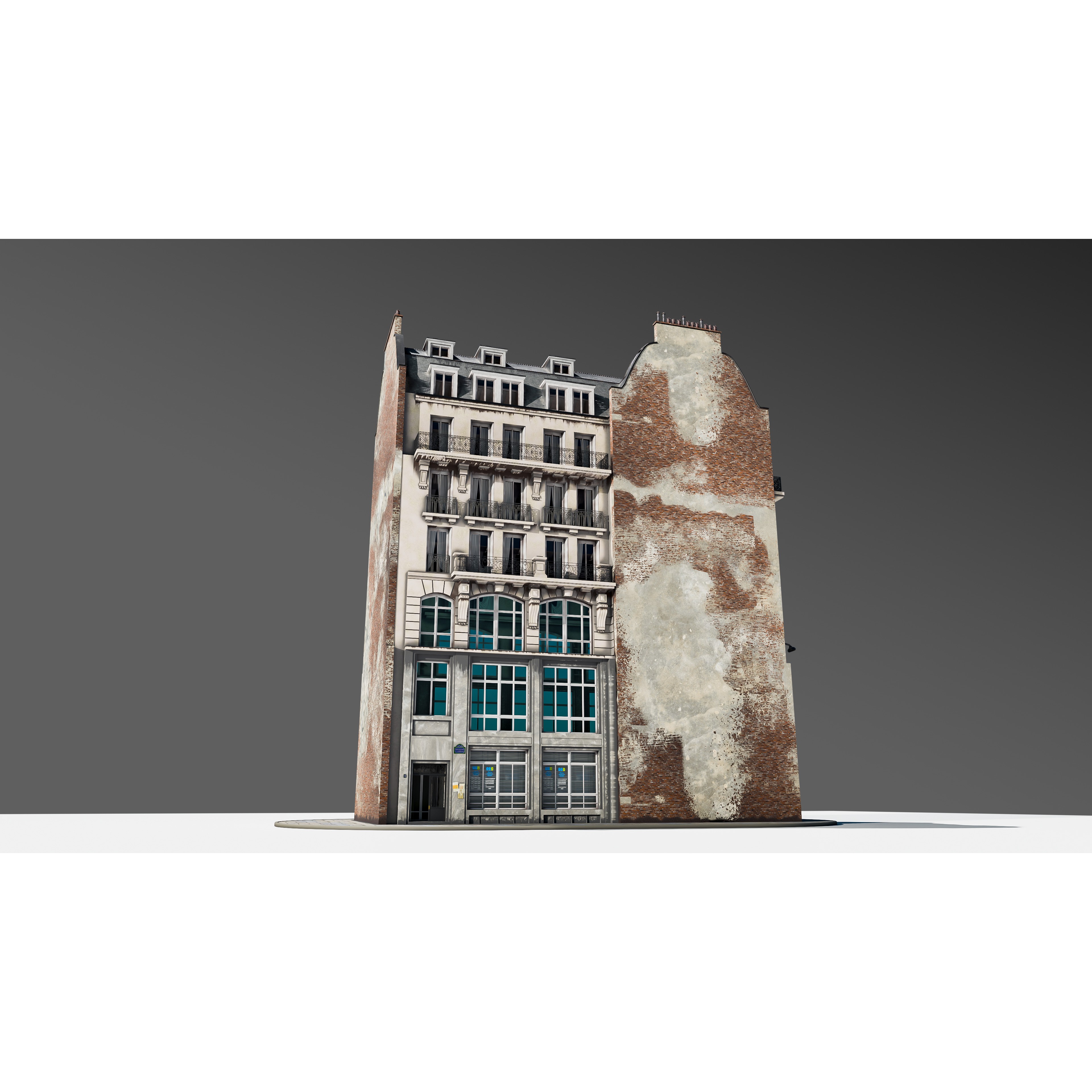 Parisian Street Corner Building 3D Model – Architectural PBR Asset, Blender - View 13