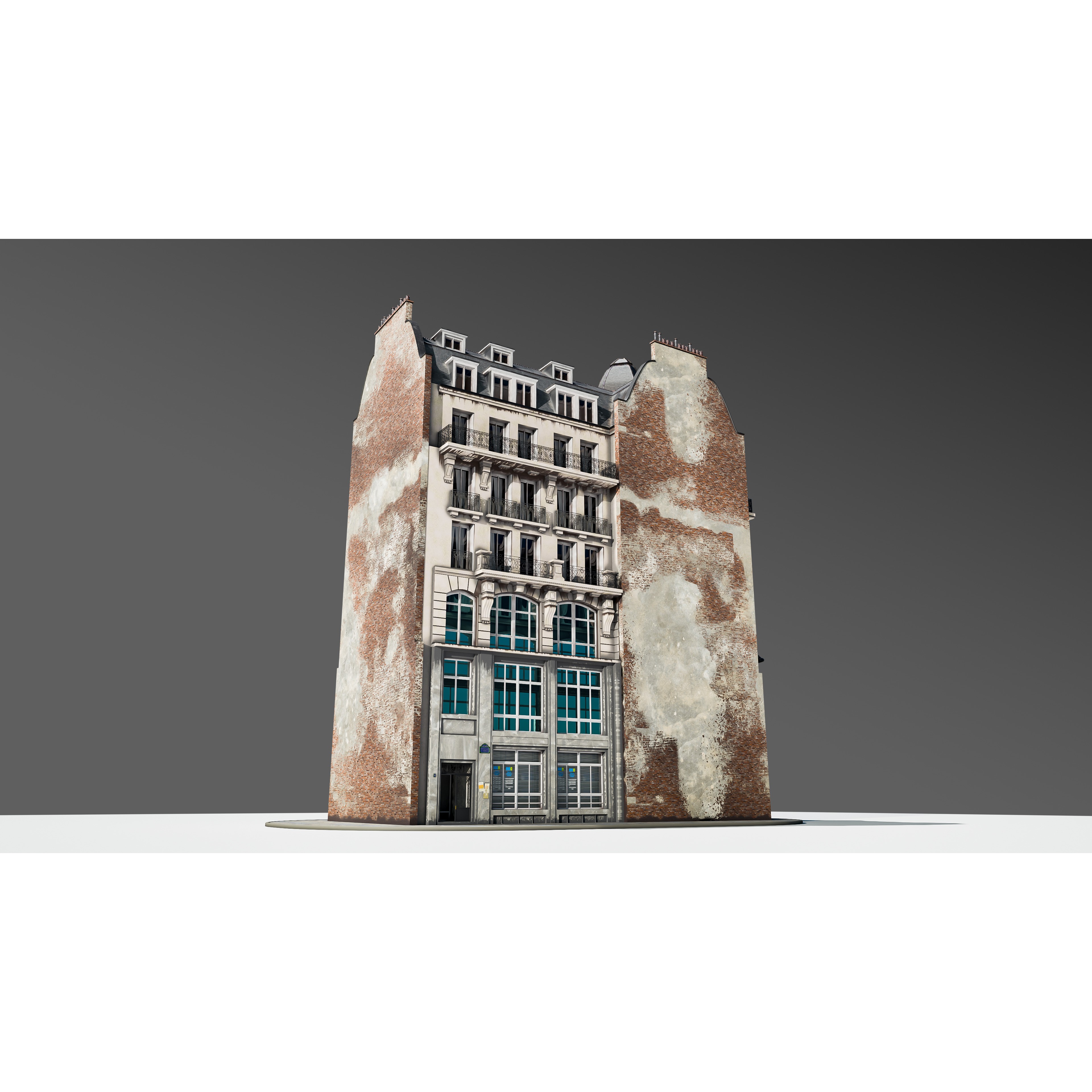 Parisian Street Corner Building 3D Model – Architectural PBR Asset, Blender - View 14