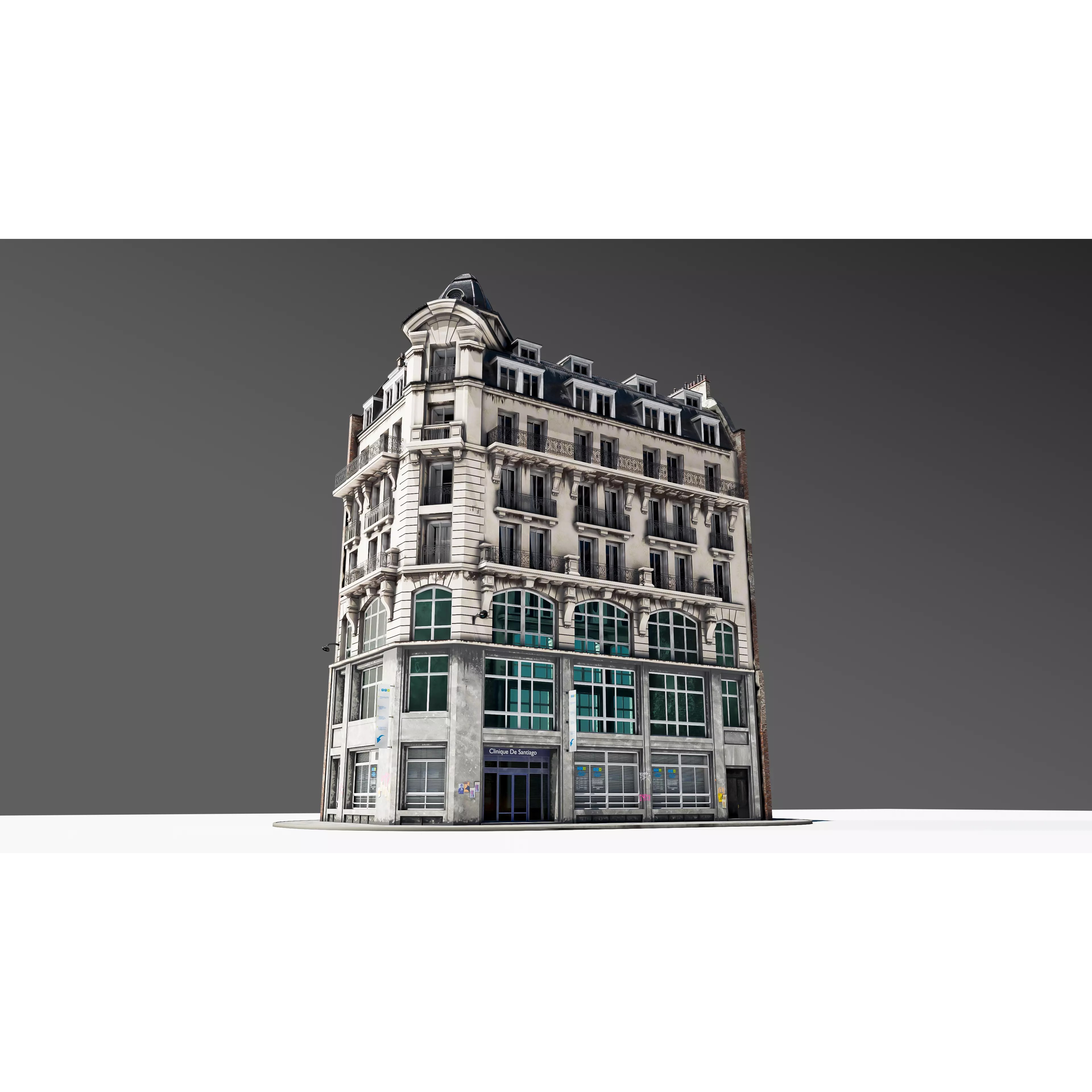 Parisian Street Corner Building 3D Model – Architectural PBR Asset, Blender - View 2