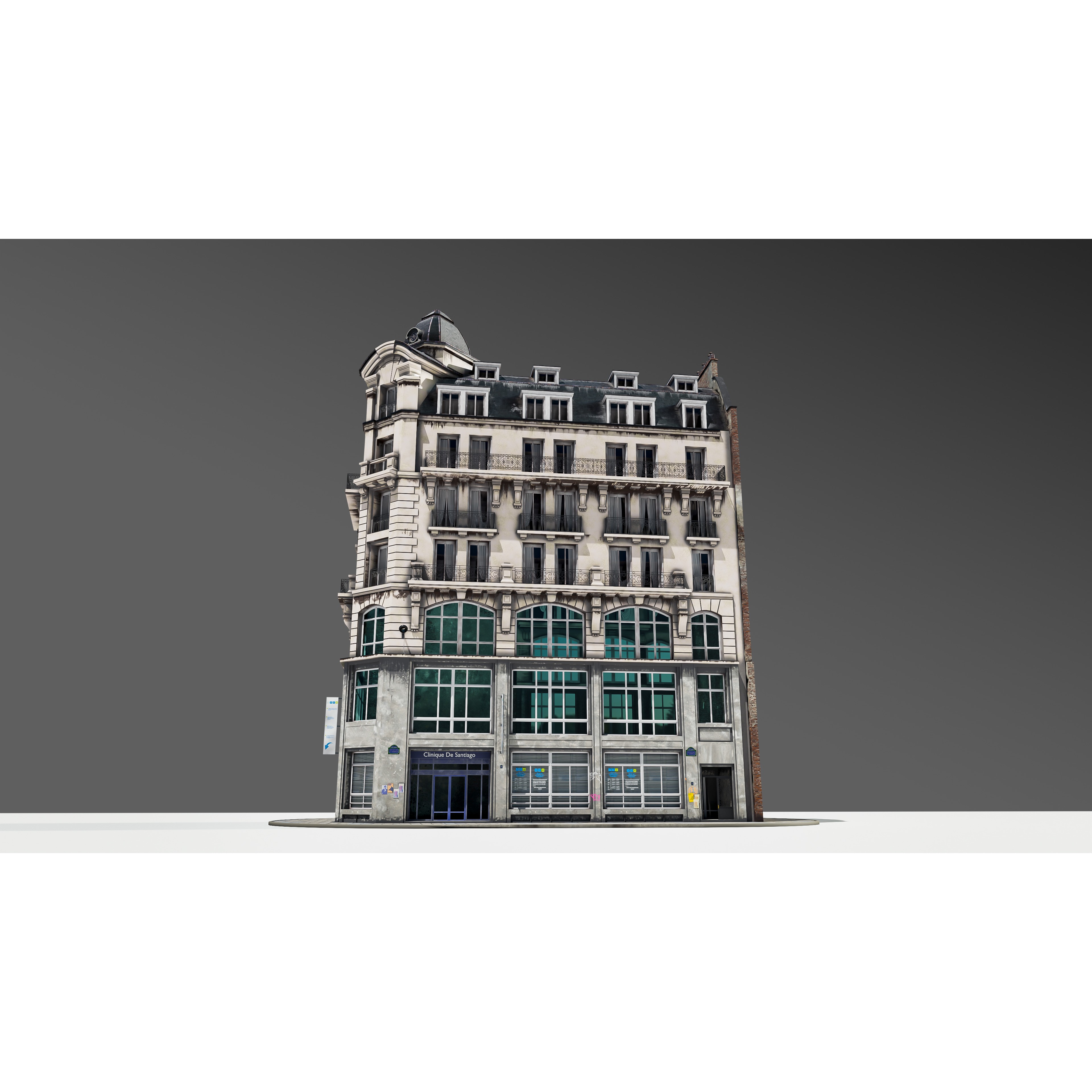 Parisian Street Corner Building 3D Model – Architectural PBR Asset, Blender - View 21