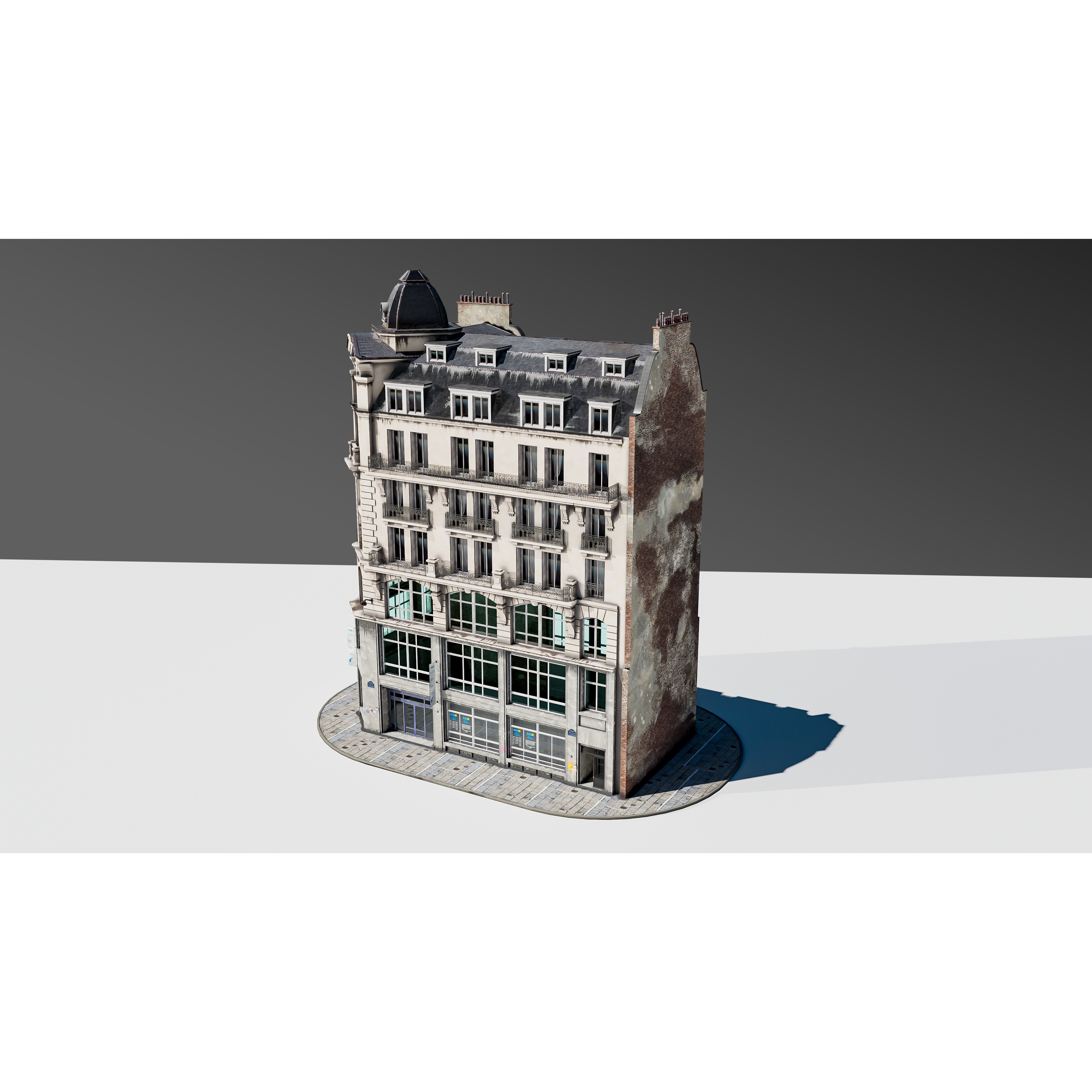 Parisian Street Corner Building 3D Model – Architectural PBR Asset, Blender - View 22