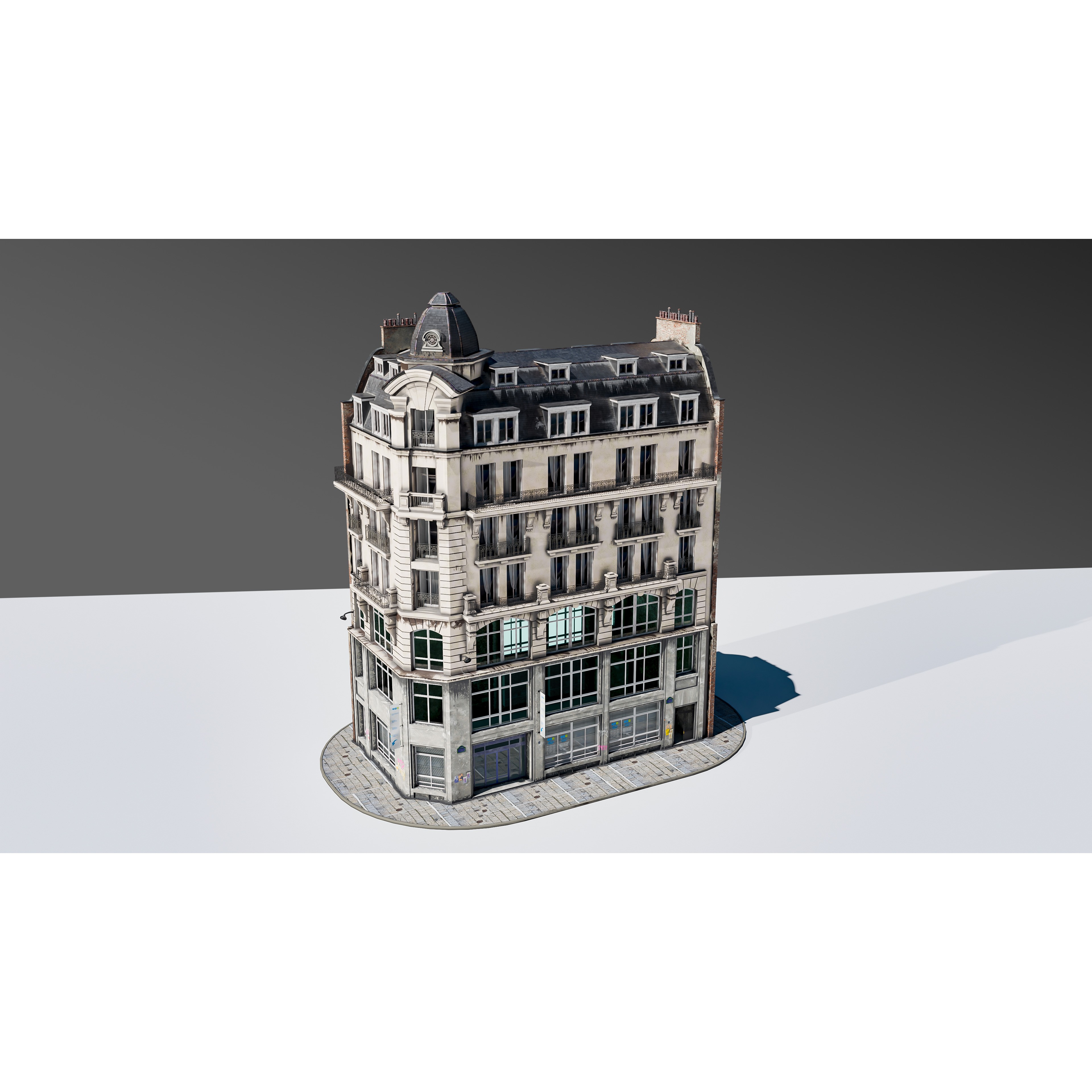 Parisian Street Corner Building 3D Model – Architectural PBR Asset, Blender - View 24