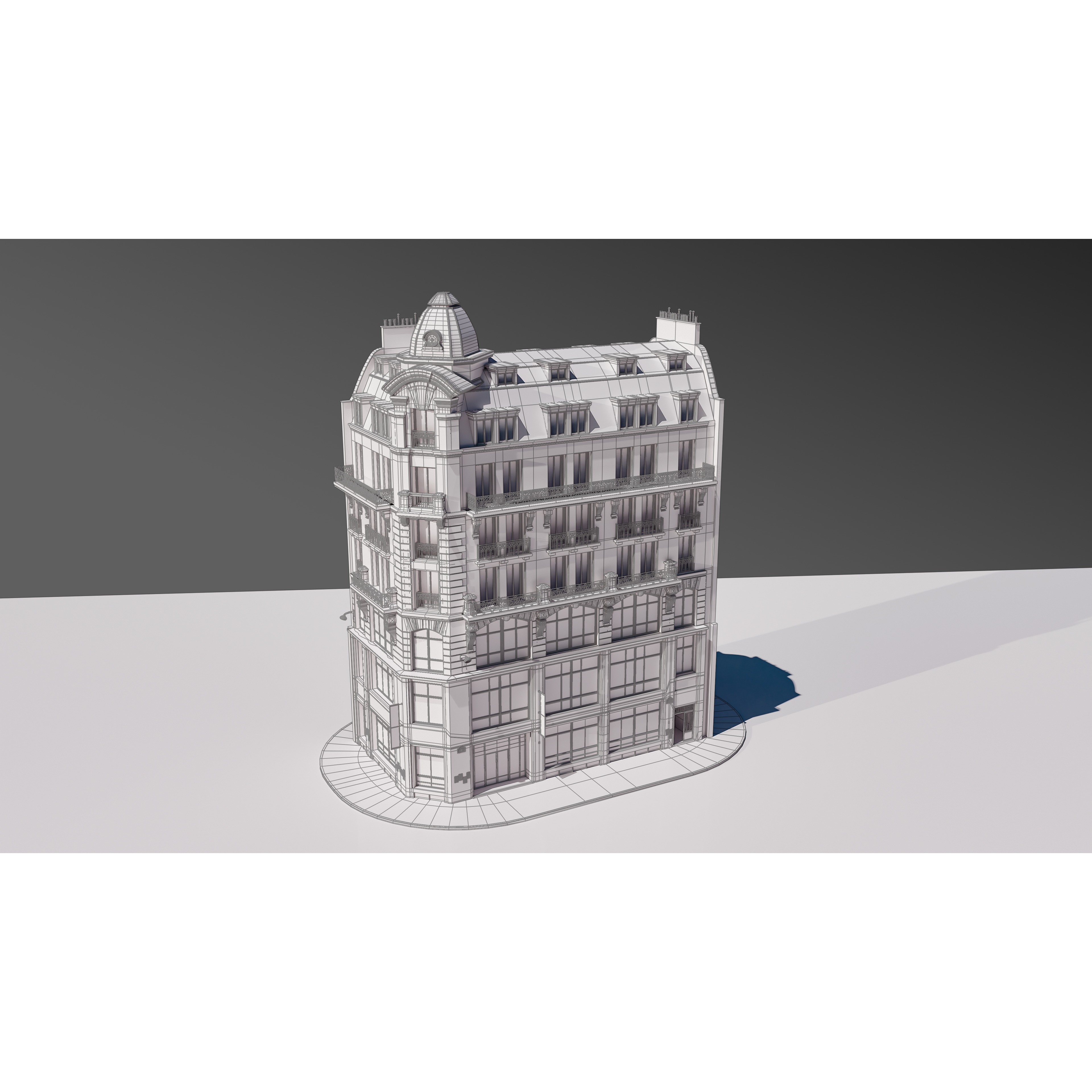 Parisian Street Corner Building 3D Model – Architectural PBR Asset, Blender - View 25