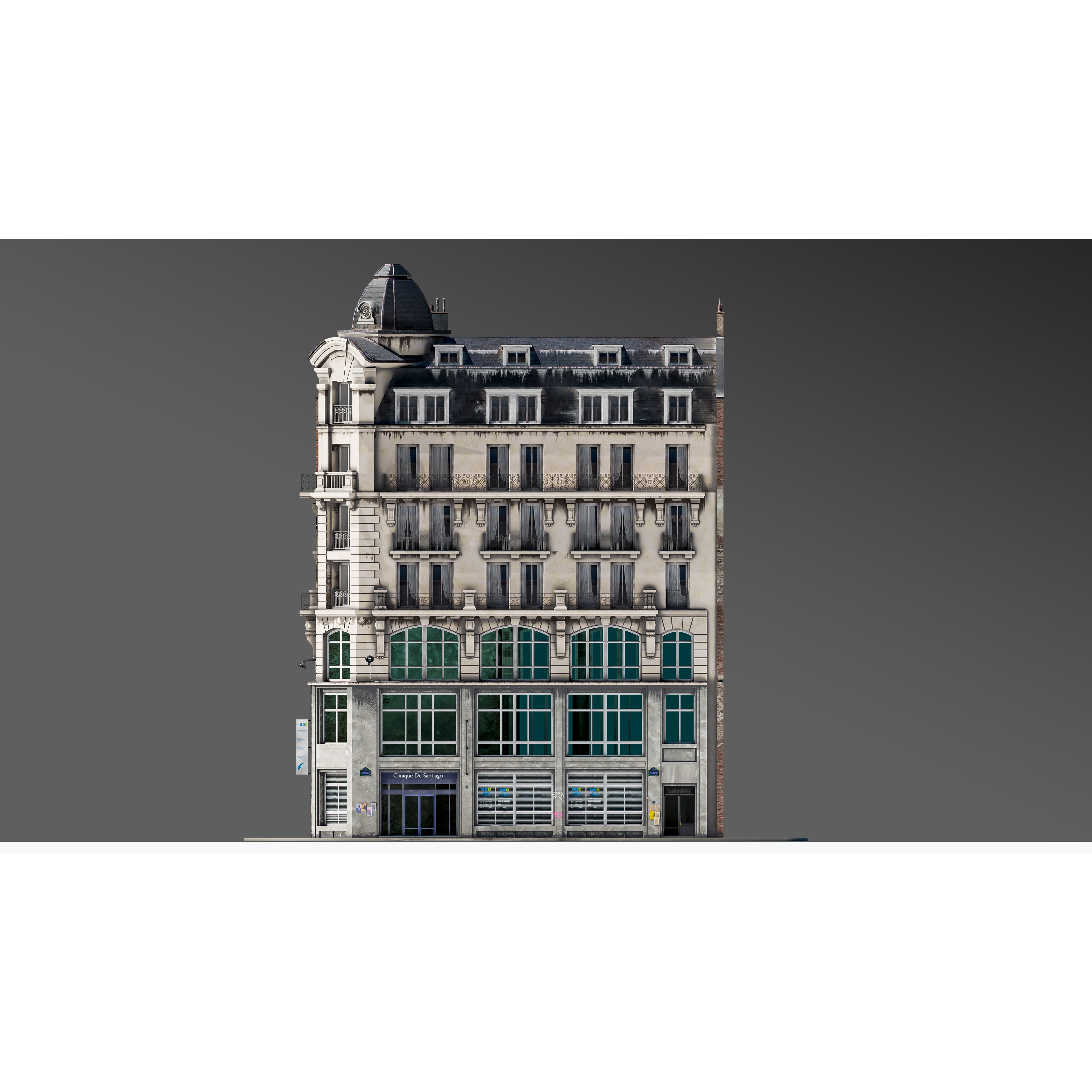 Parisian Street Corner Building 3D Model – Architectural PBR Asset, Blender - View 26