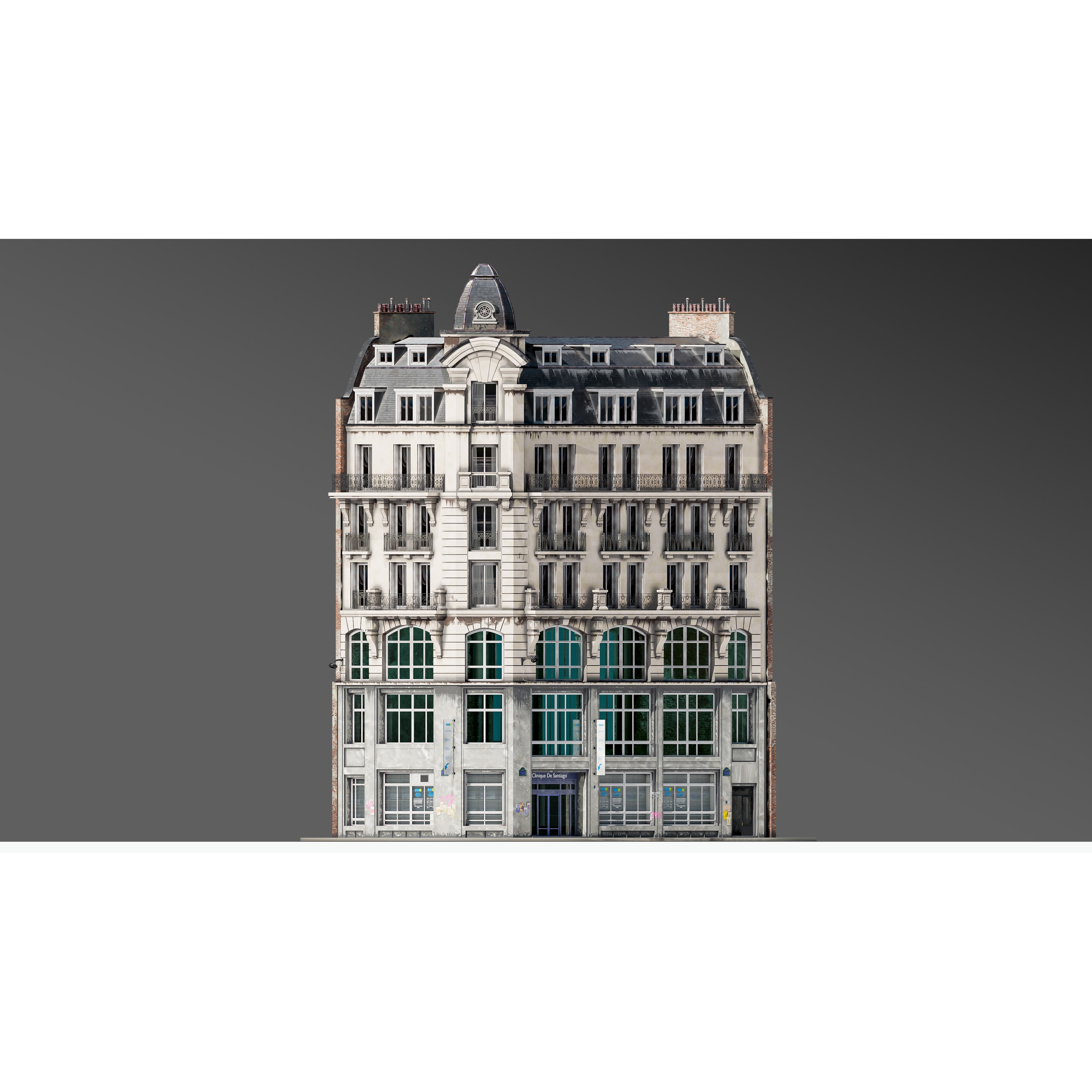 Parisian Street Corner Building 3D Model – Architectural PBR Asset, Blender - View 28