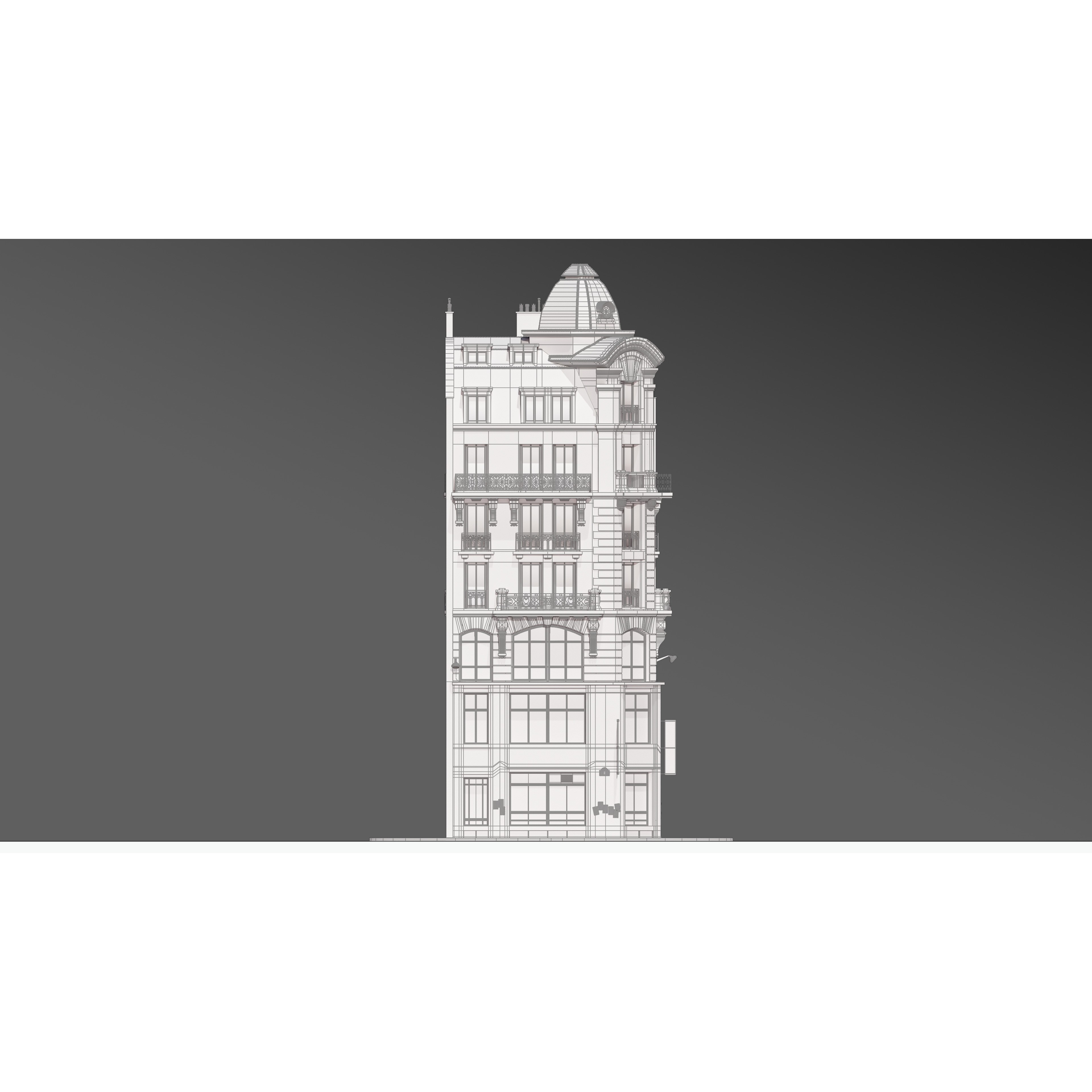 Parisian Street Corner Building 3D Model – Architectural PBR Asset, Blender - View 31
