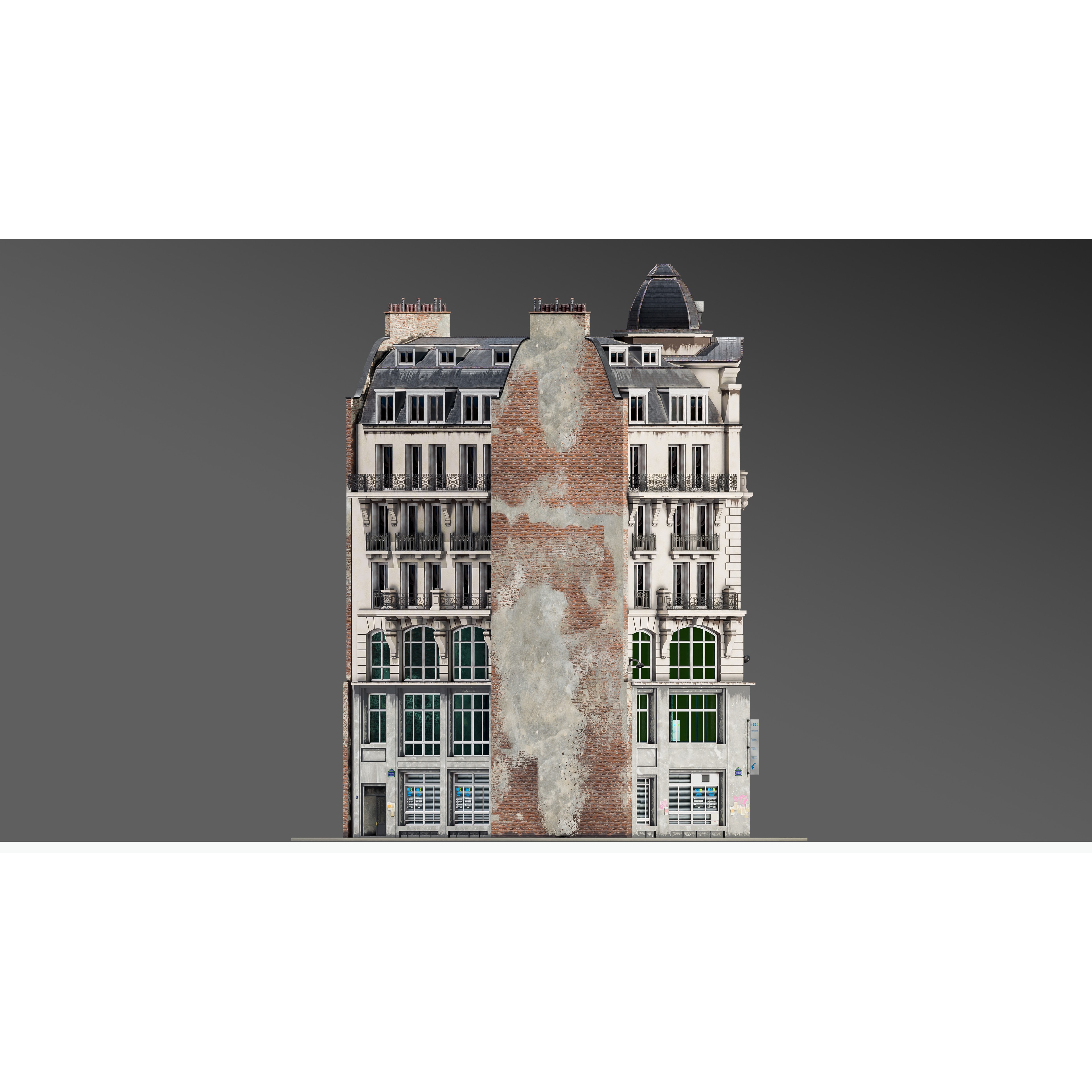 Parisian Street Corner Building 3D Model – Architectural PBR Asset, Blender - View 32