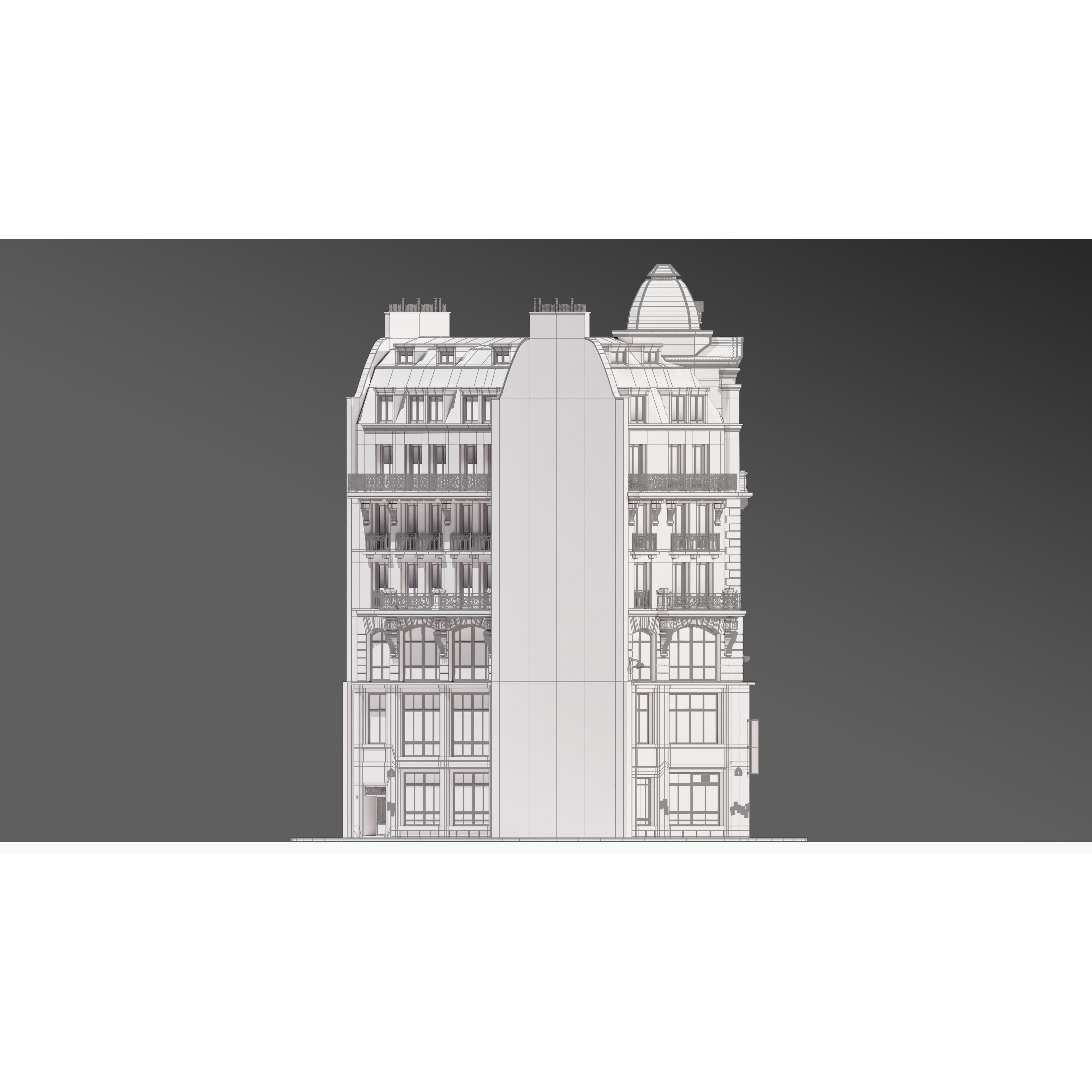 Parisian Street Corner Building 3D Model – Architectural PBR Asset, Blender - View 33
