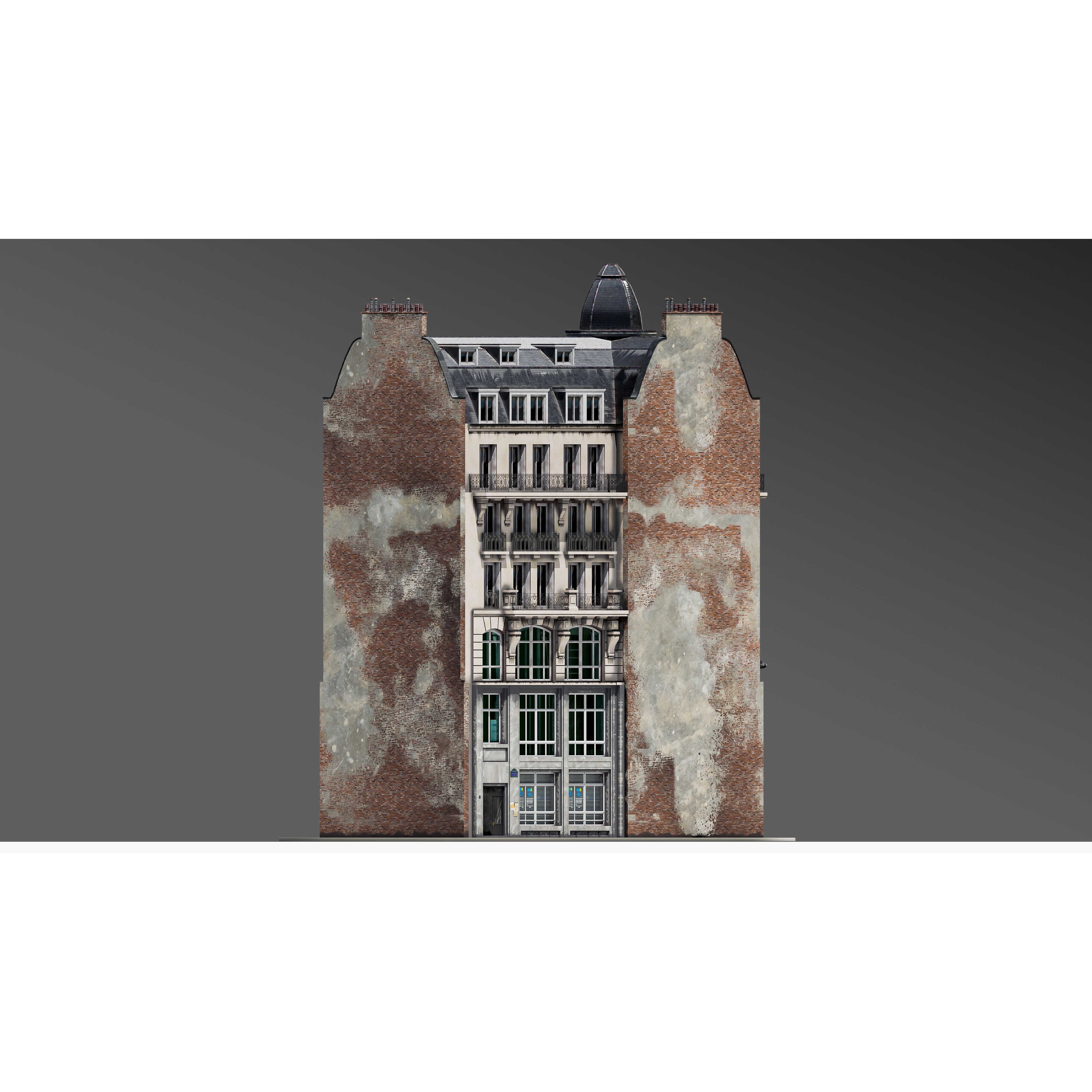 Parisian Street Corner Building 3D Model – Architectural PBR Asset, Blender - View 36