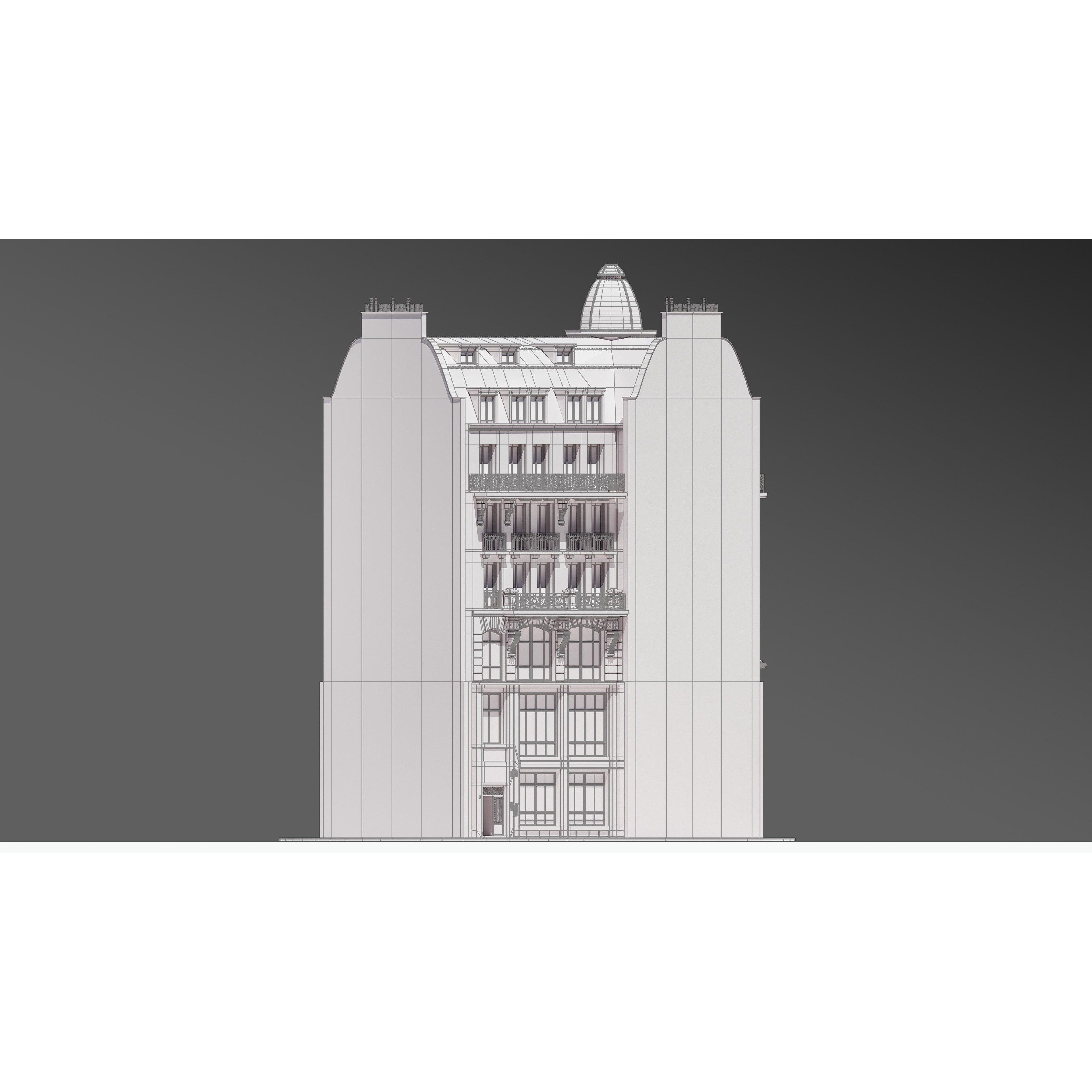 Parisian Street Corner Building 3D Model – Architectural PBR Asset, Blender - View 37
