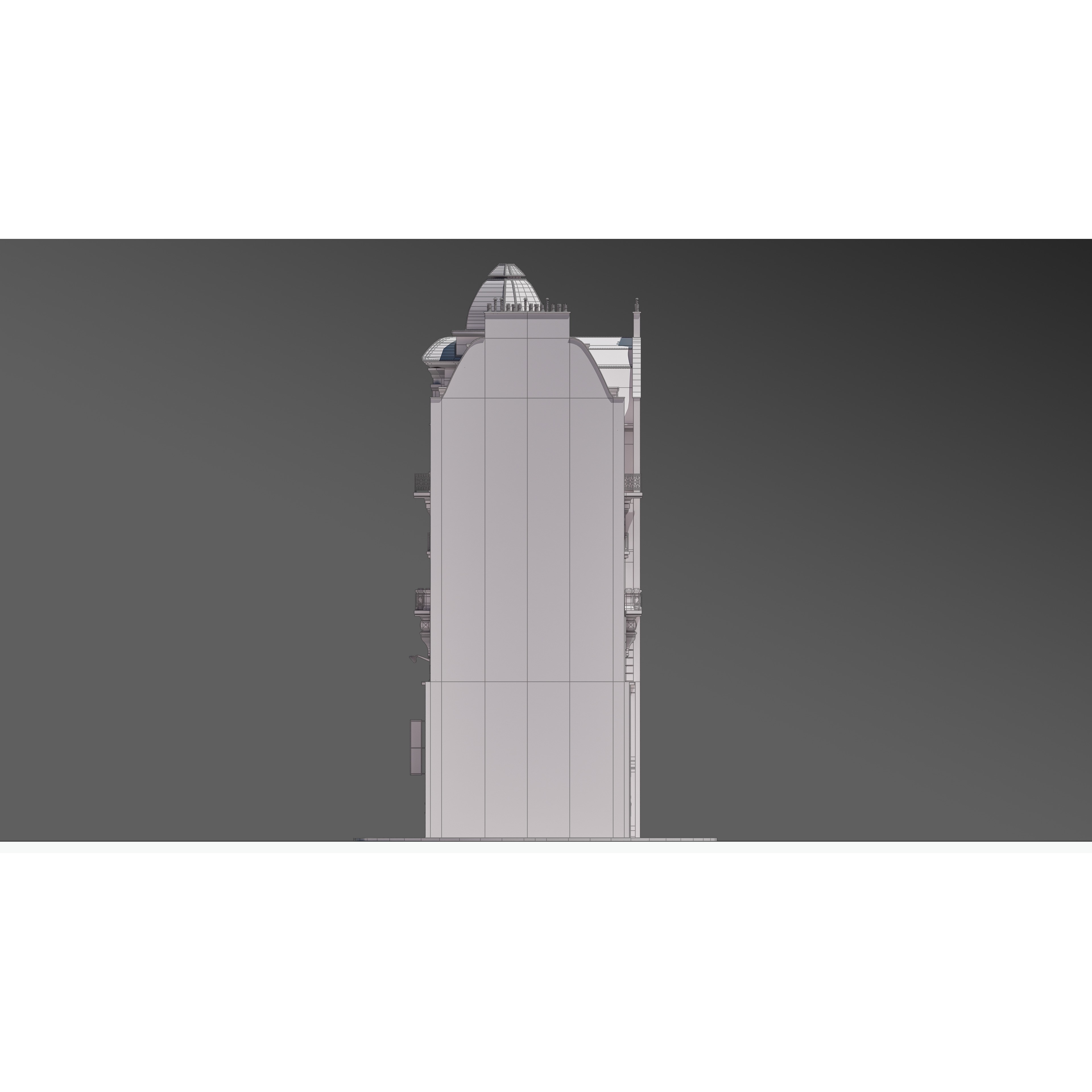 Parisian Street Corner Building 3D Model – Architectural PBR Asset, Blender - View 39