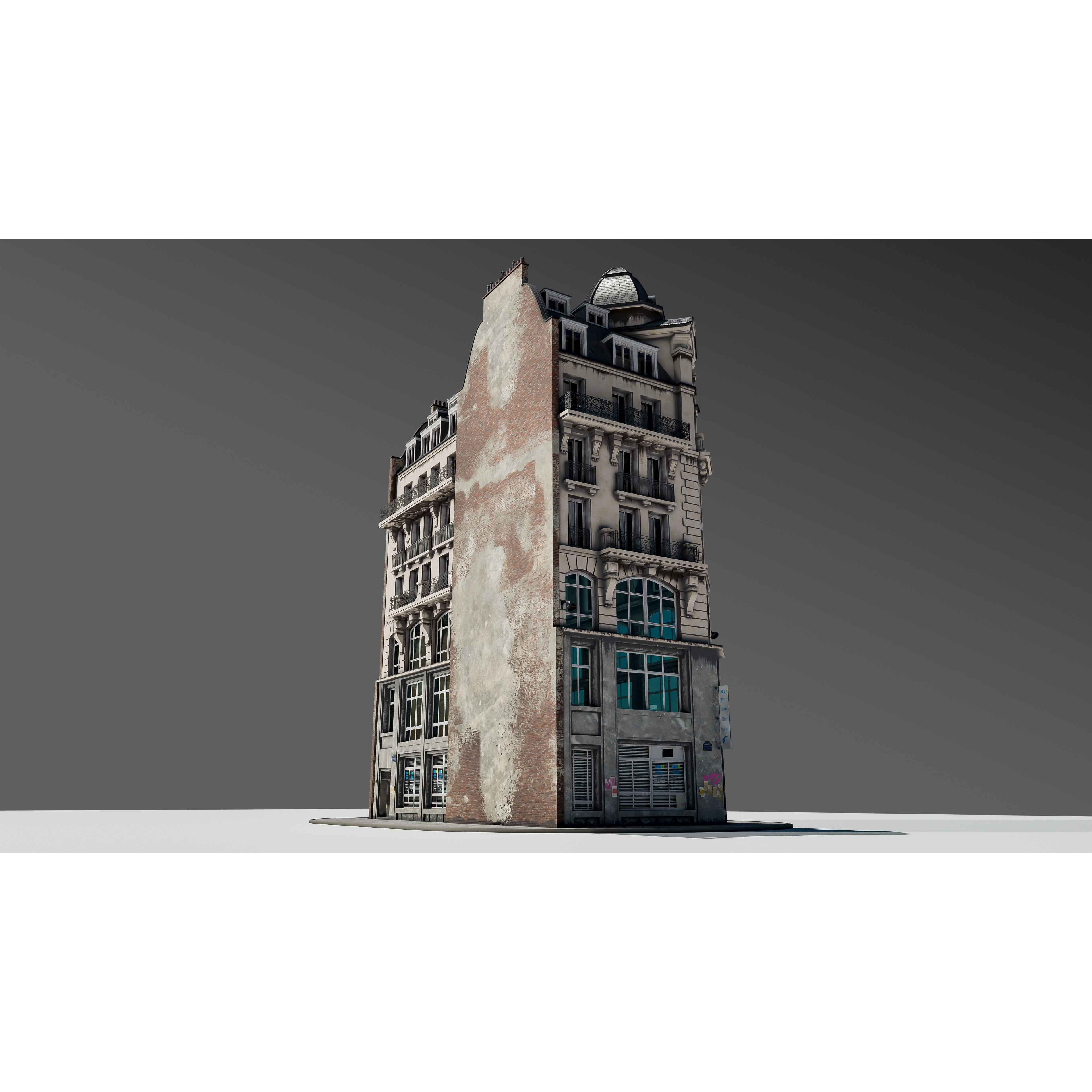 Parisian Street Corner Building 3D Model – Architectural PBR Asset, Blender - View 8
