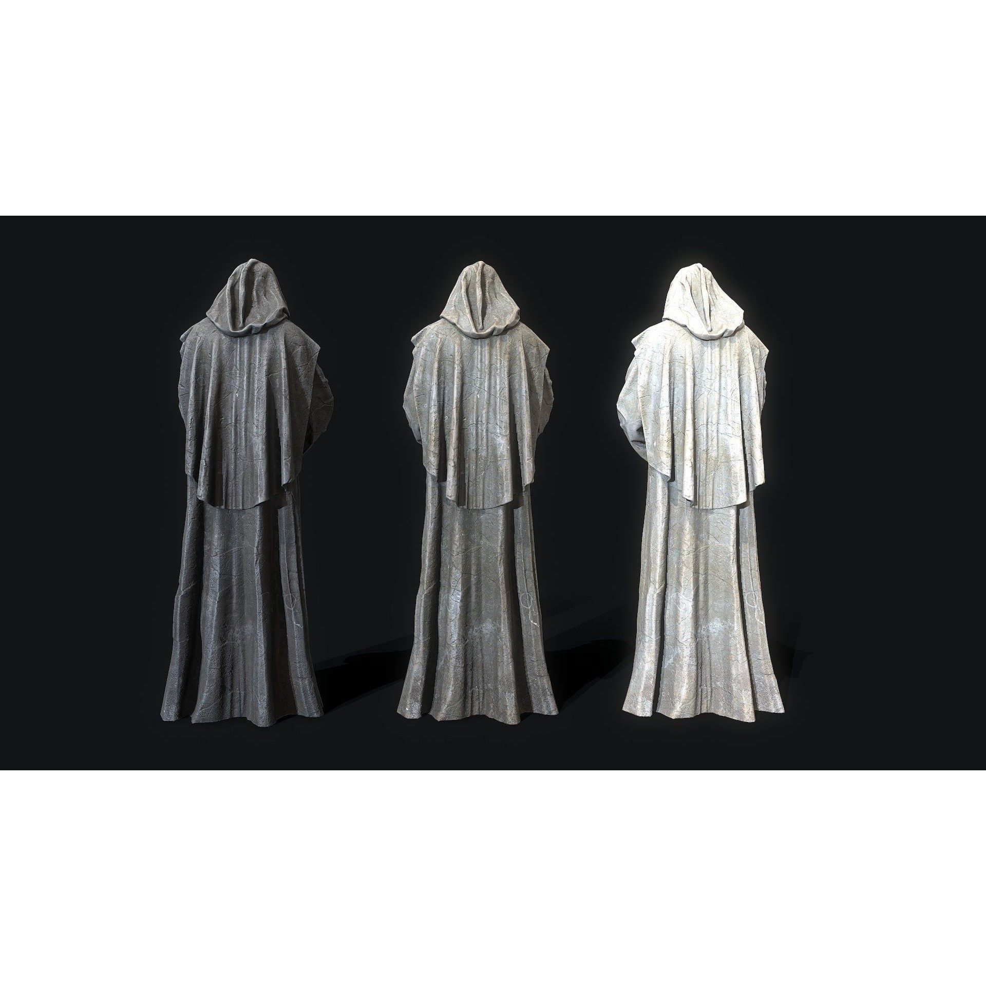 Monk Statue 3D Model – Low Poly PBR Architectural Decoration, FBX - View 11
