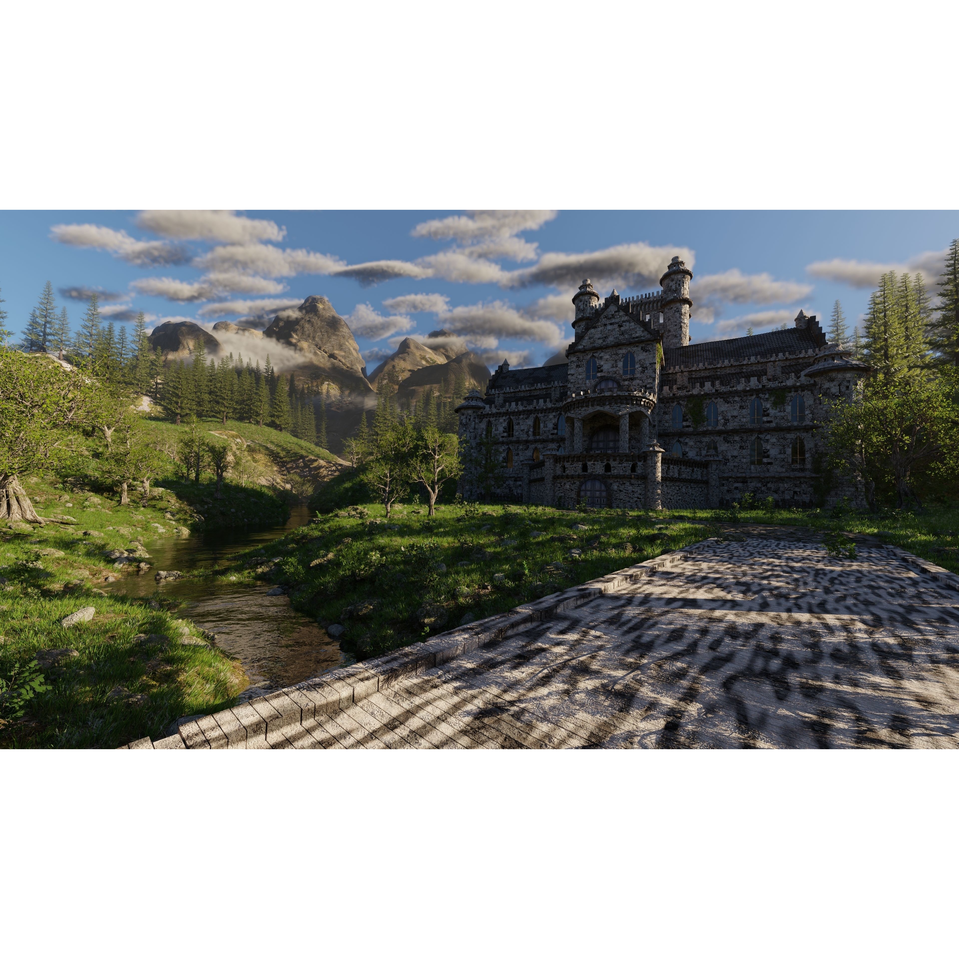 Mansion Scene 3D Model – High Poly Architectural Asset for Blender - View 10