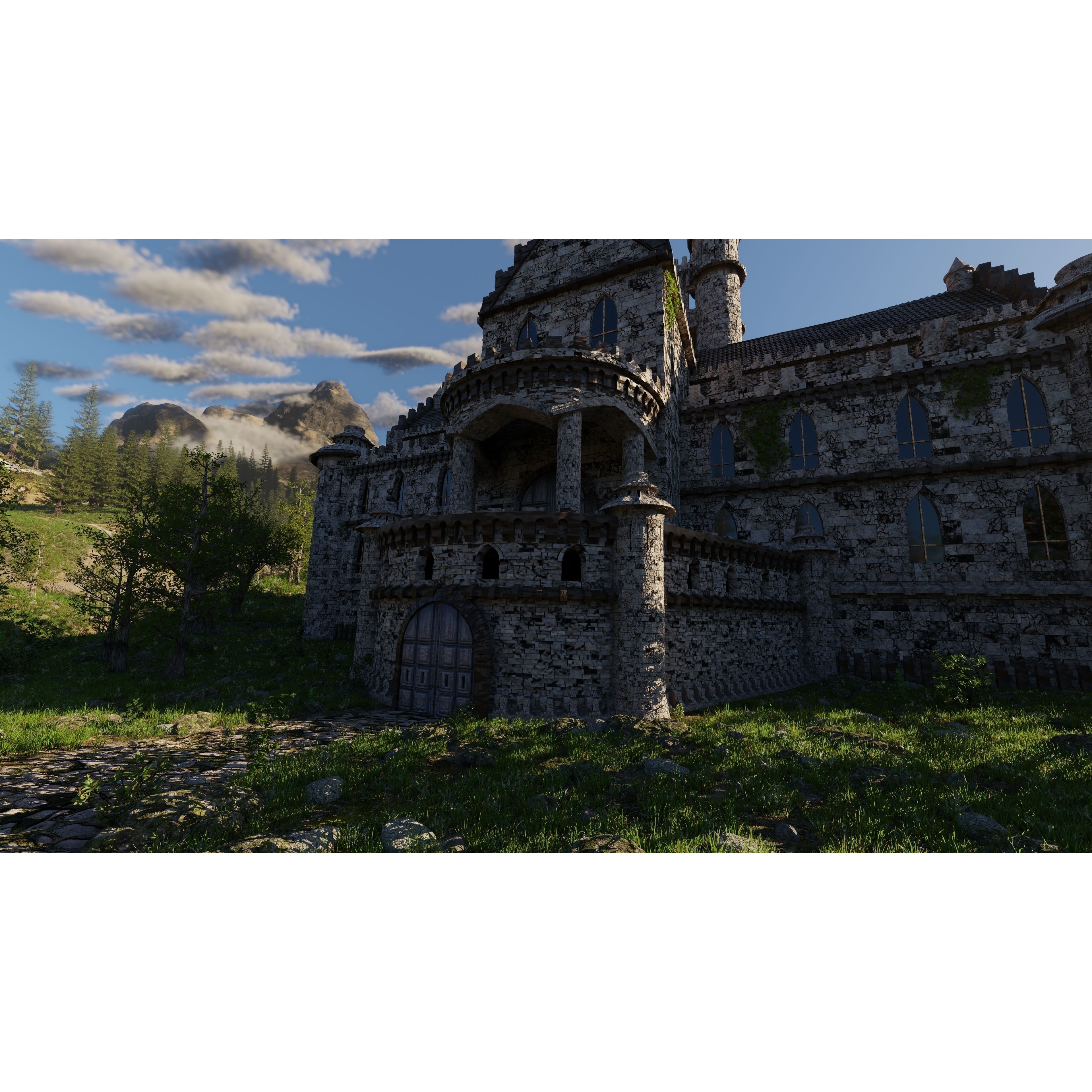 Mansion Scene 3D Model – High Poly Architectural Asset for Blender - View 11